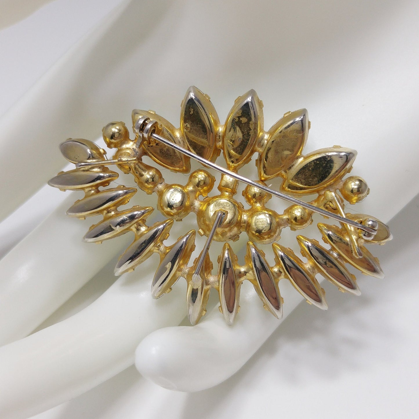 Clear Aurora Borealis Floral Brooch, Wedding Bridal Bouquet, 1960s Vintage Jewelry