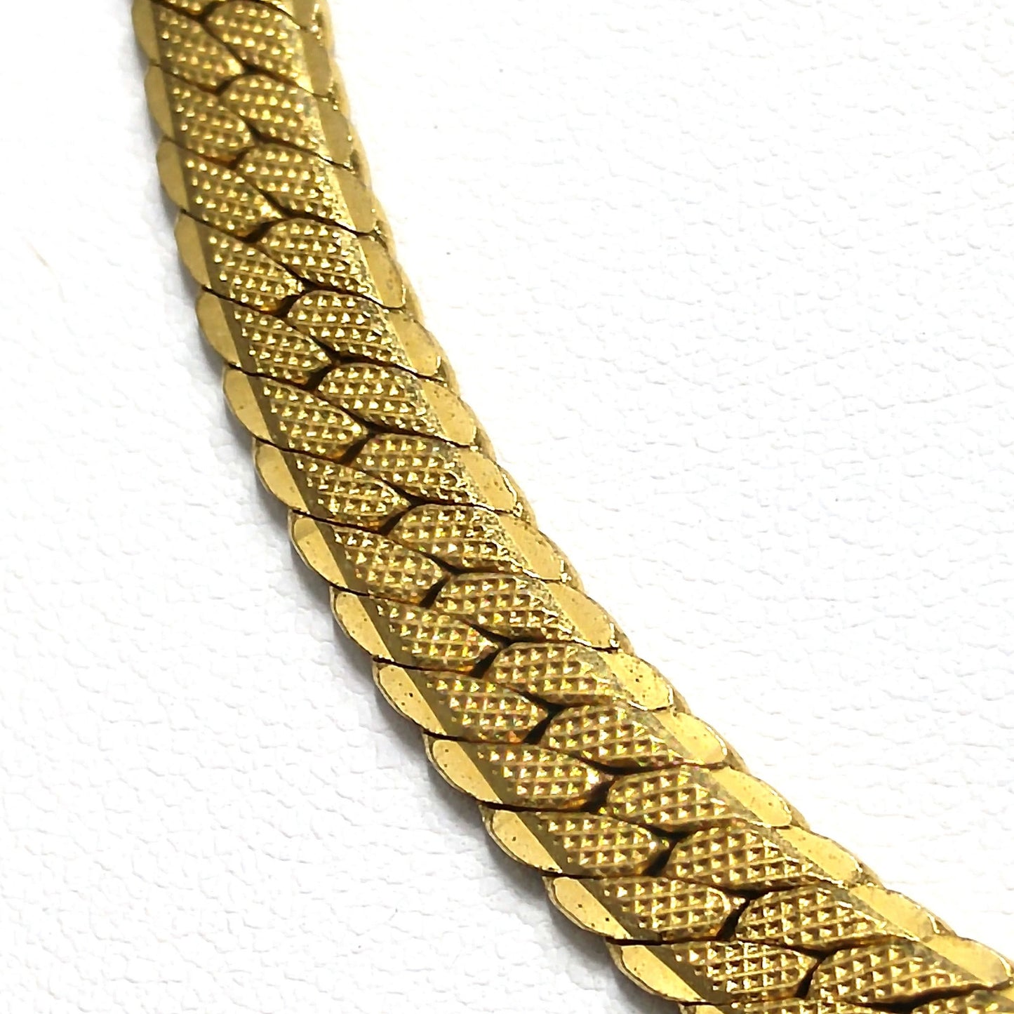 Monet Herringbone Choker Necklace, Gold Plated, 1970s Vintage Jewelry