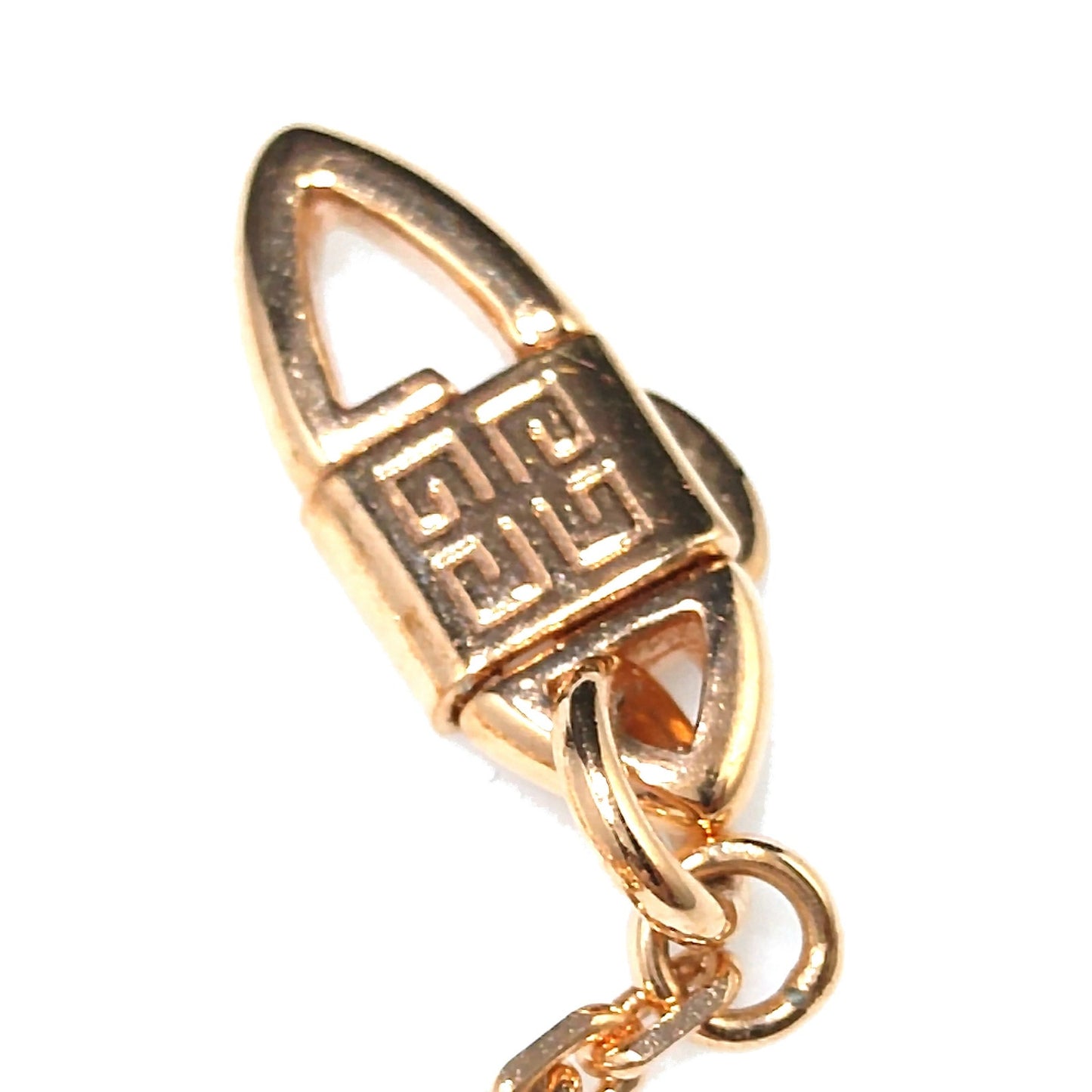 Givenchy Rose Gold Crystal Necklace – Three Drop Clear Rhinestones – Vintage Jewelry