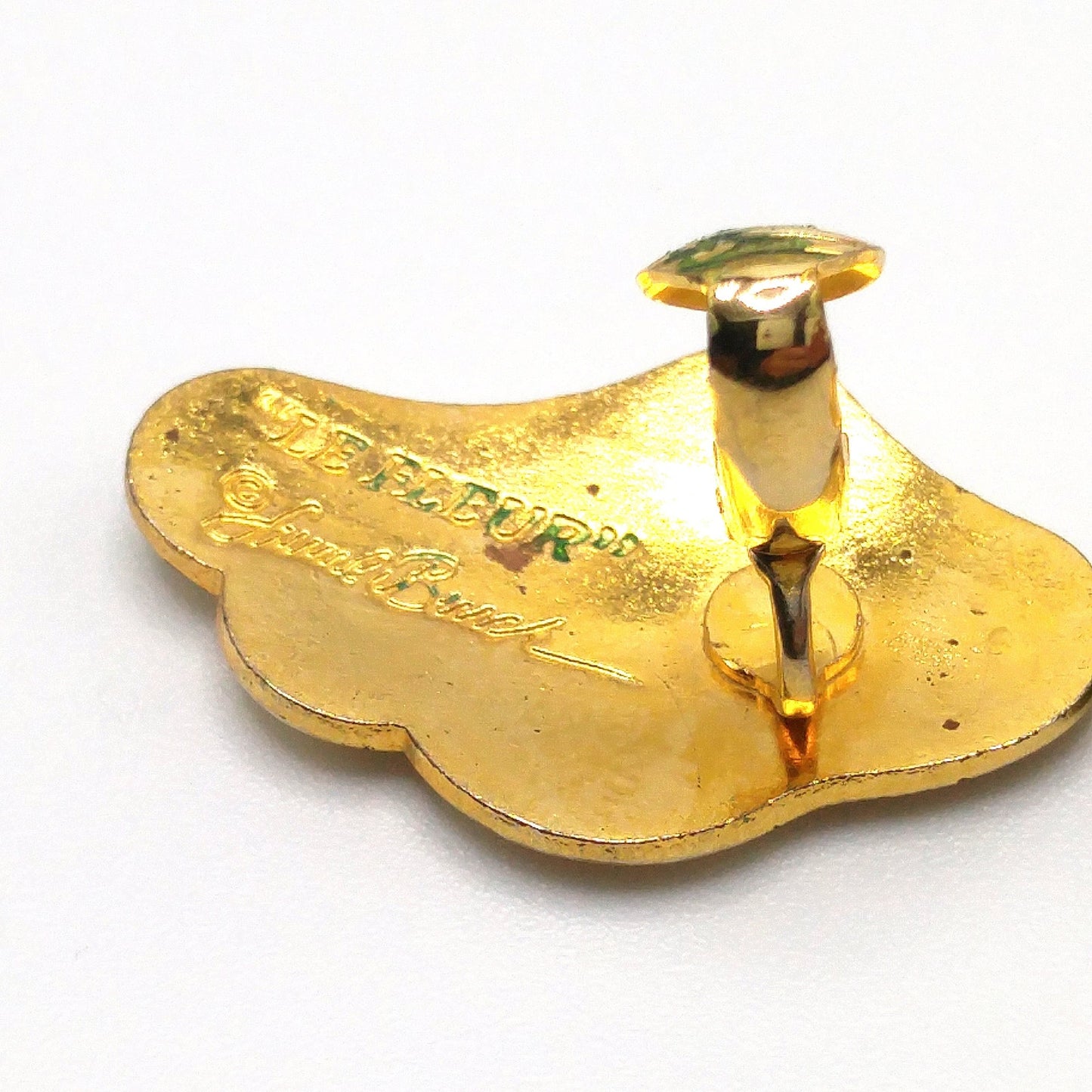Laurel Burch "Le Fleur" Clip Earrings, Black Red Enamel, Gold Plated, 1980s