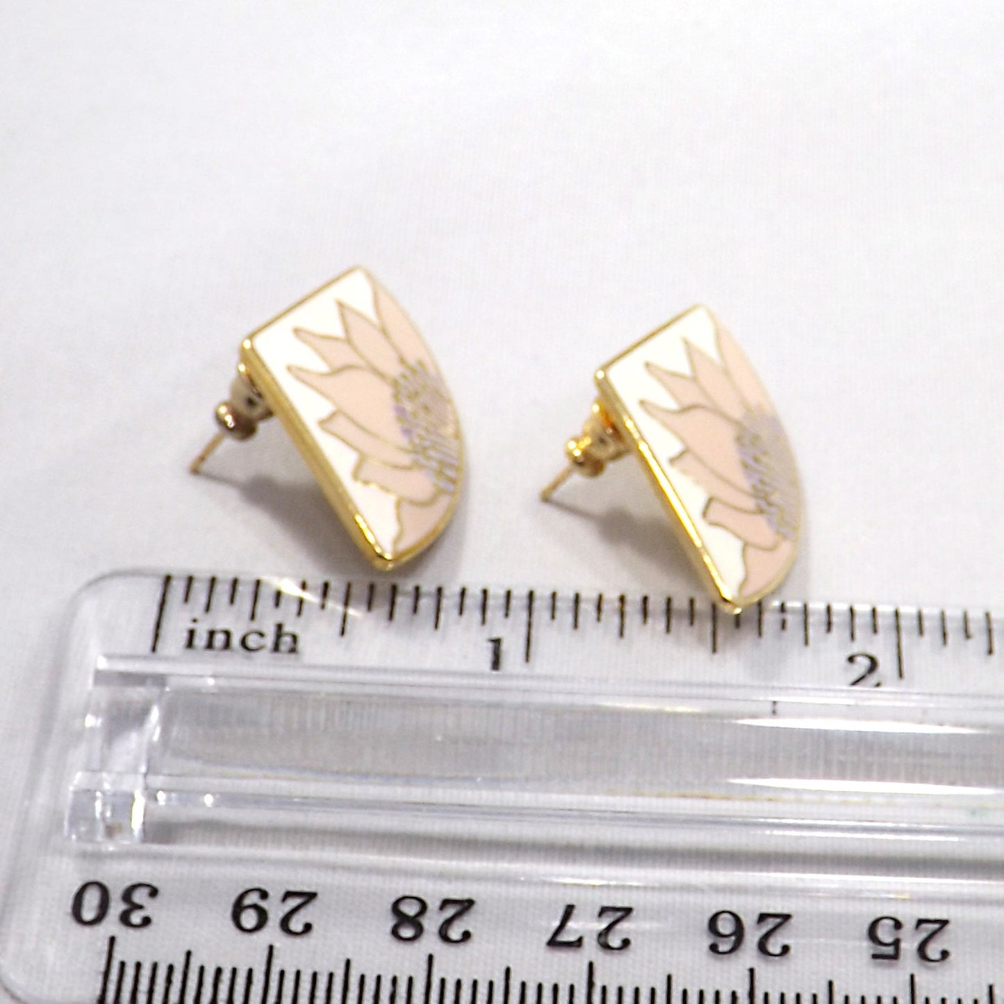 Vintage Laurel Burch Pink Flower Post Earrings, Pink & Gold Sunflowers