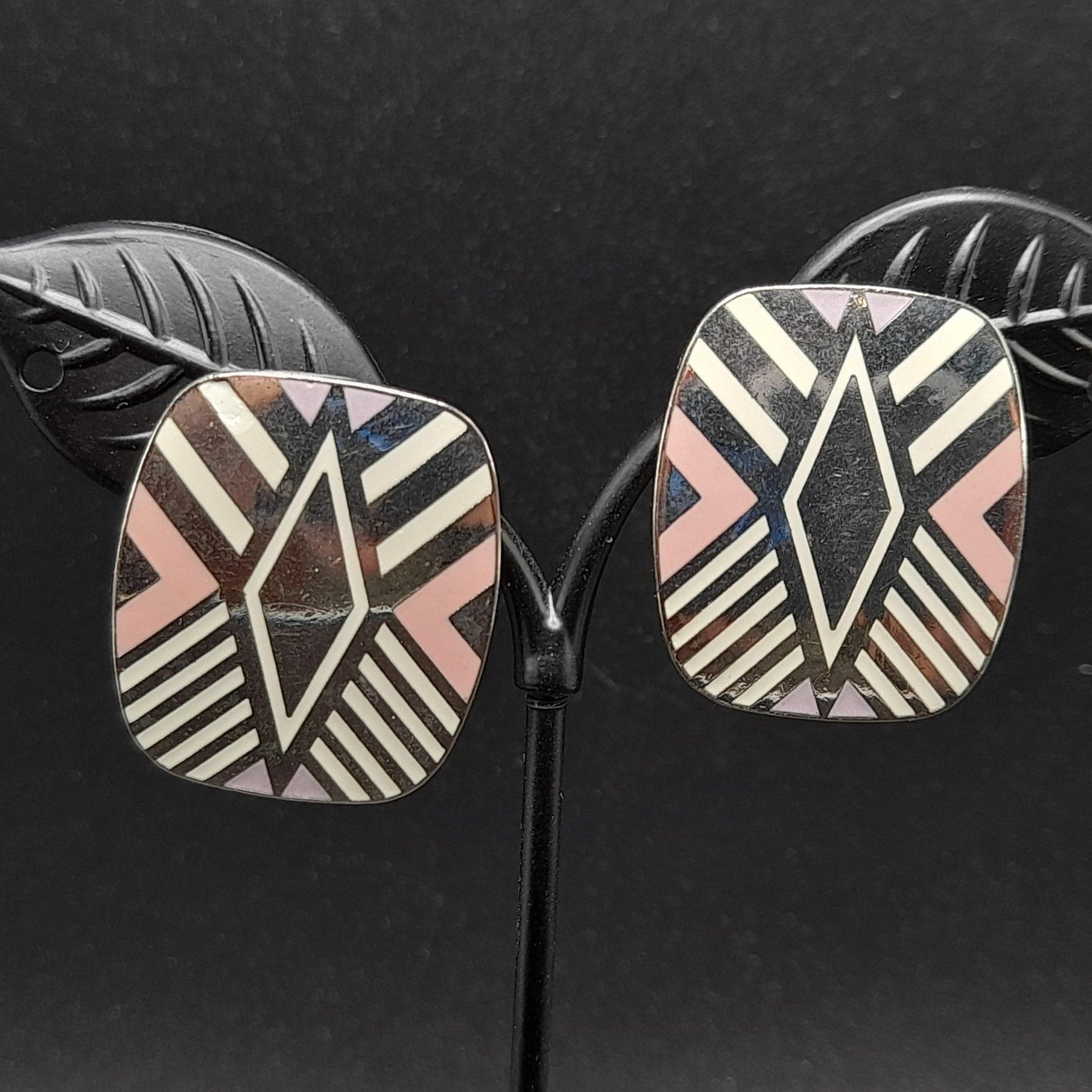 Vintage Laurel Burch "Quintessence" Post Earrings, Rhodium Plated