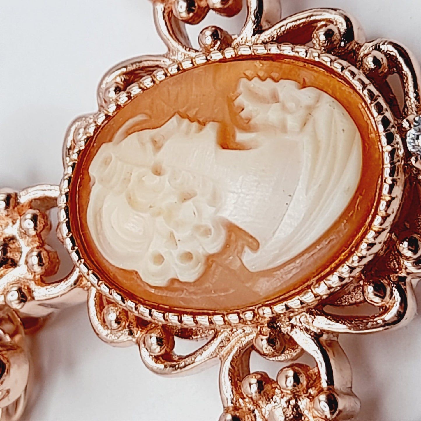 Amedeo Rose Gold Cameo Cross Pendant Necklace with Rhinestones, 18 Inches