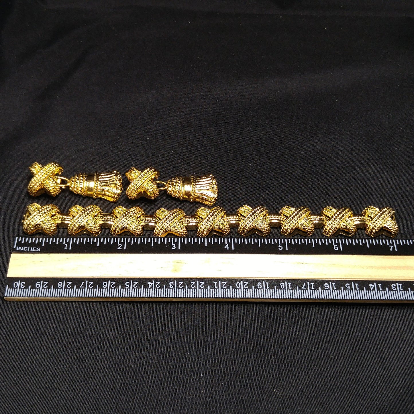 Vintage Ivana Tassel Earrings & Bracelet Set, Gold Plated, 1990s Vintage Jewelry