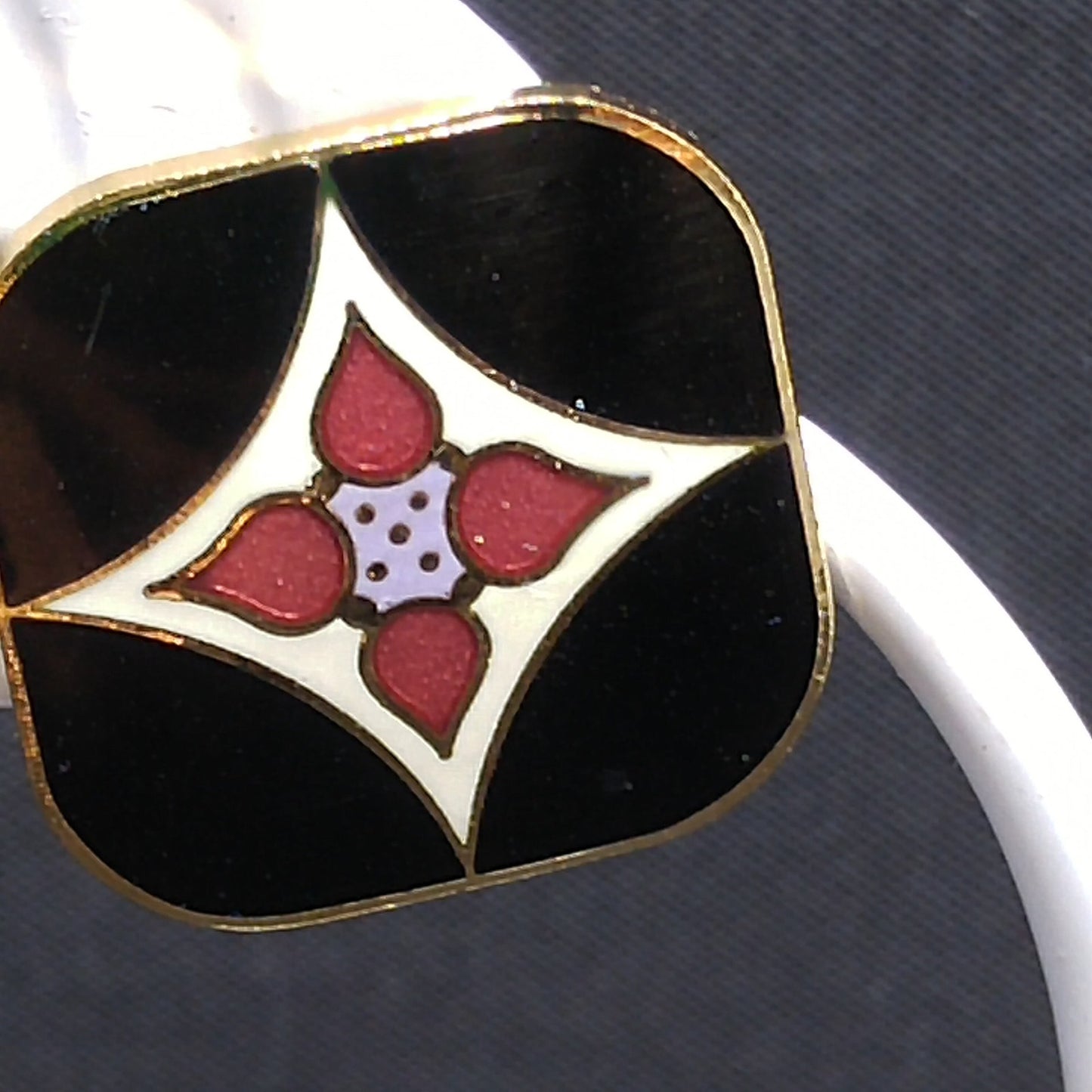 Vintage Laurel Burch "Minya" Post Earrings, Gold Plated, Enamel Cloisonne, 1980s
