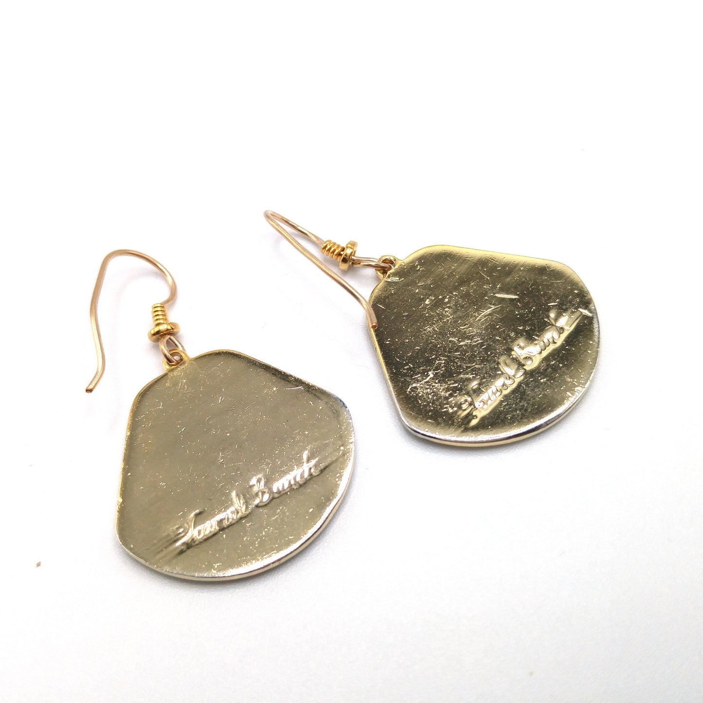 Vintage Laurel Burch Orange Lily Earrings, Cloisonne Enamel, Gold Plated, 1980s