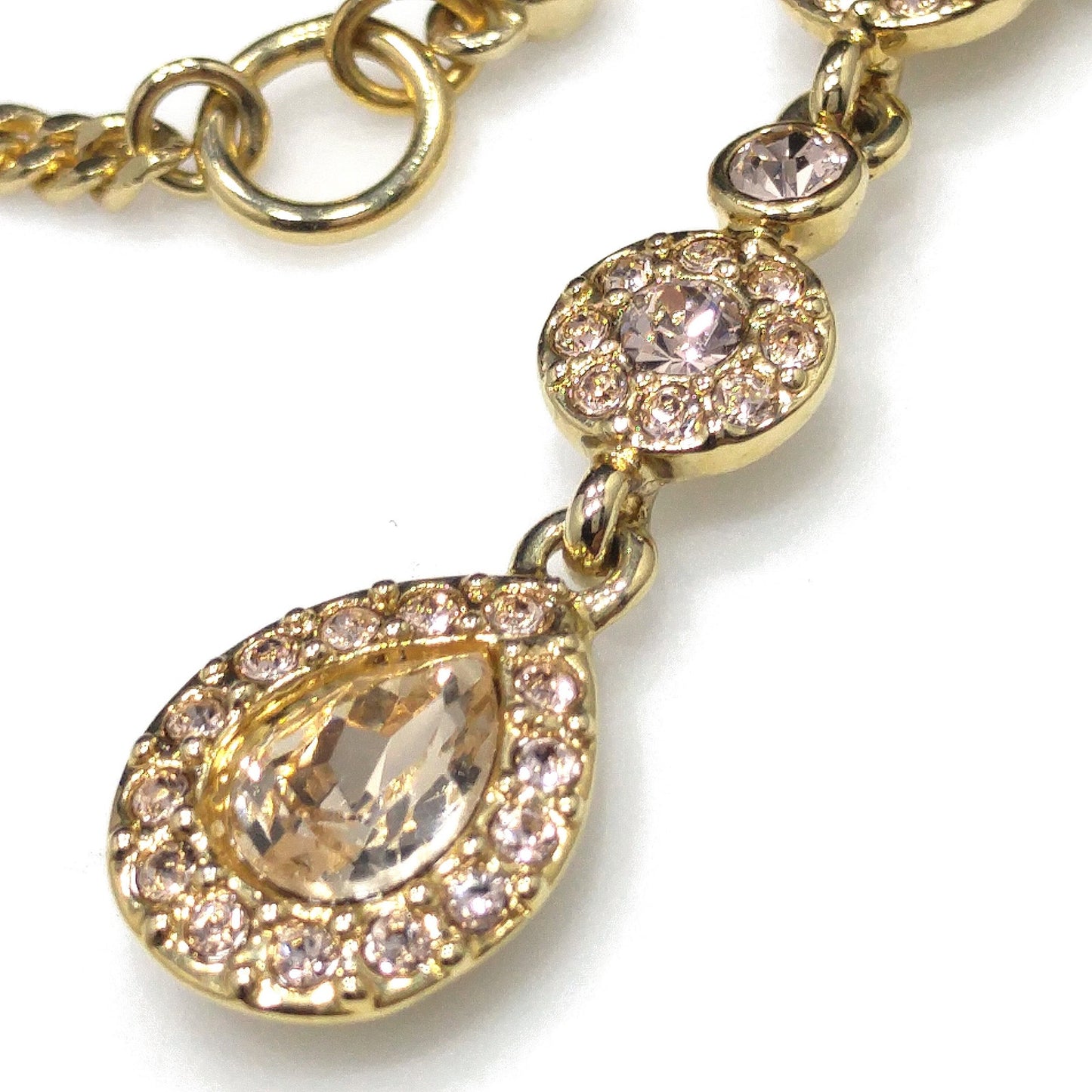 Vintage Givenchy Necklace – Champagne Rhinestone Drop, Adjustable, 1990s