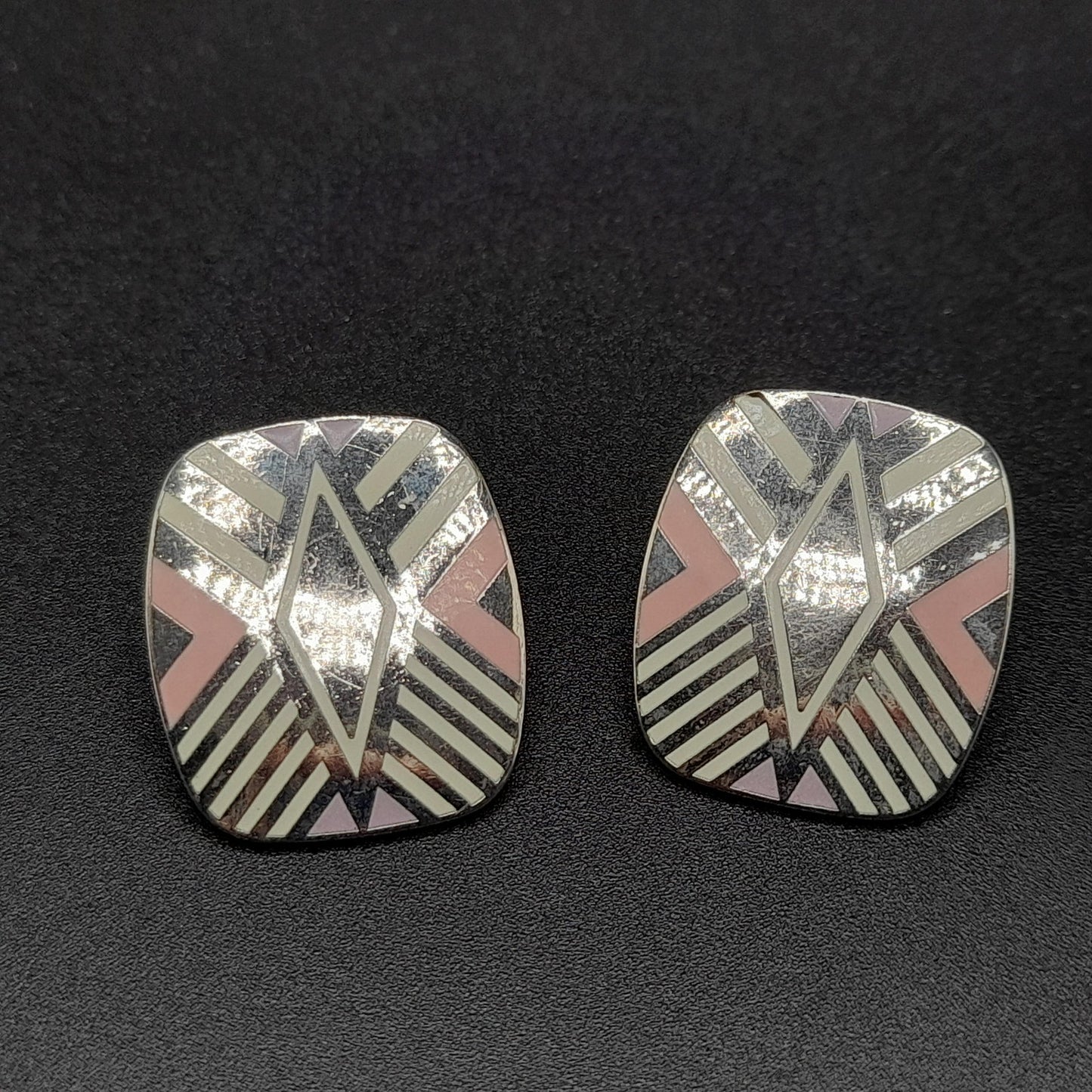 Vintage Laurel Burch "Quintessence" Post Earrings, Rhodium Plated