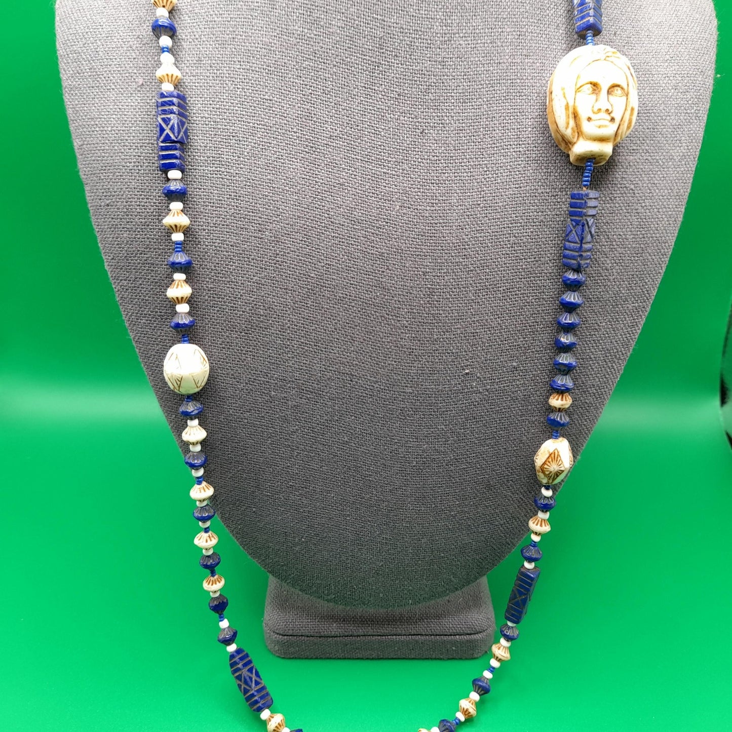 Neiger Brothers Czech Bead Necklace, Art Deco, Uranium Glass, 1920s Vintage Jewelry