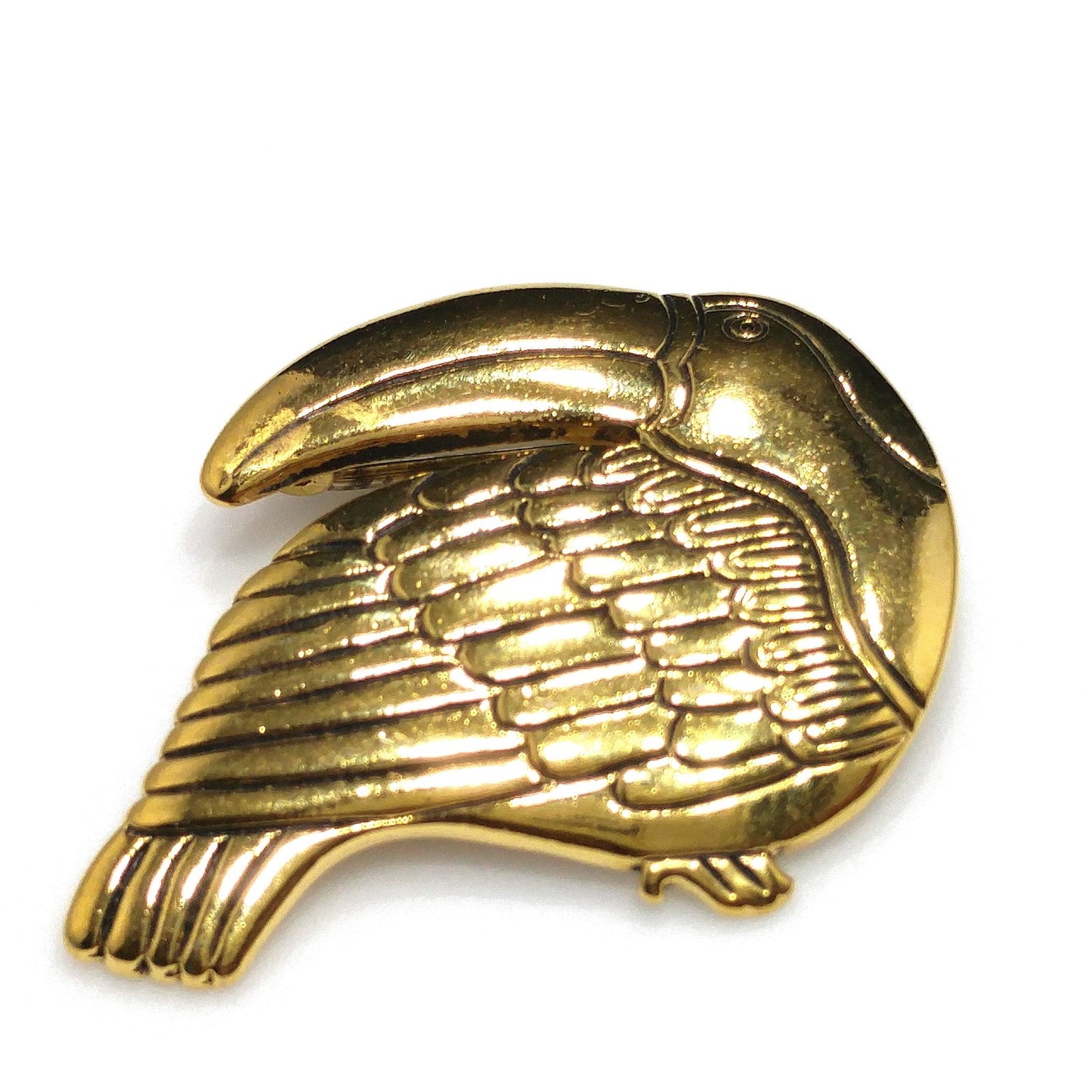 Vintage Laurel Burch Toucan Bird Brooch, Gold Plated