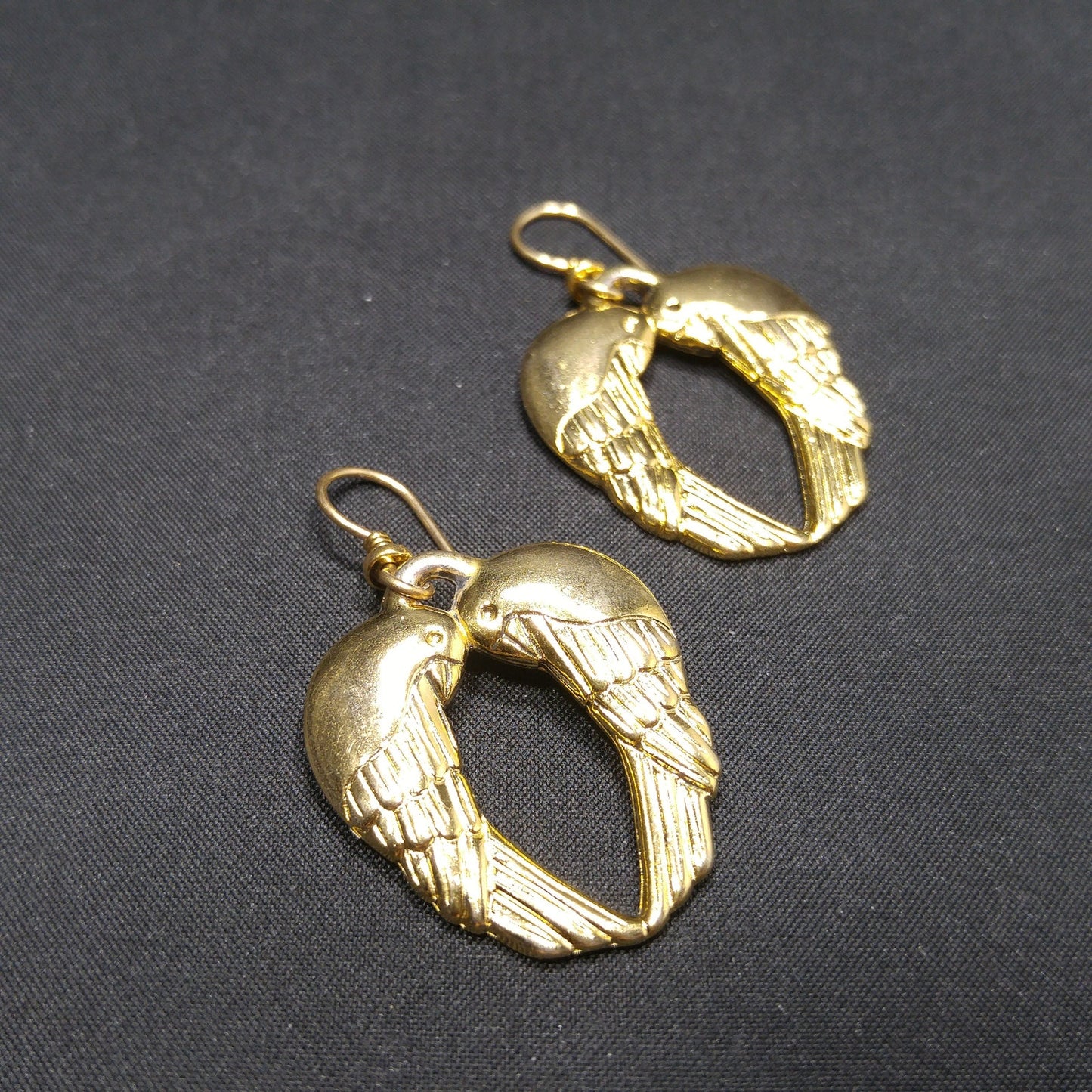 Vintage Laurel Burch Song Sparrows Earrings, Gold Plated