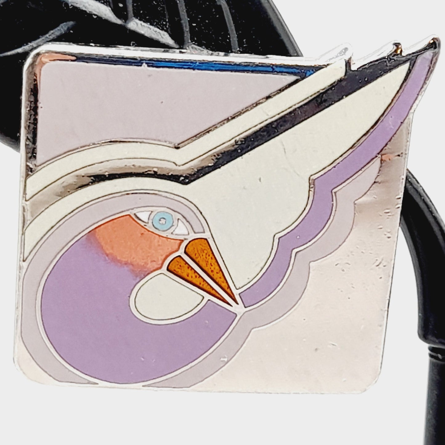 Vintage Laurel Burch "Shabird" Lavender Bird Post Earrings - Rhodium Plated - 1 Inch