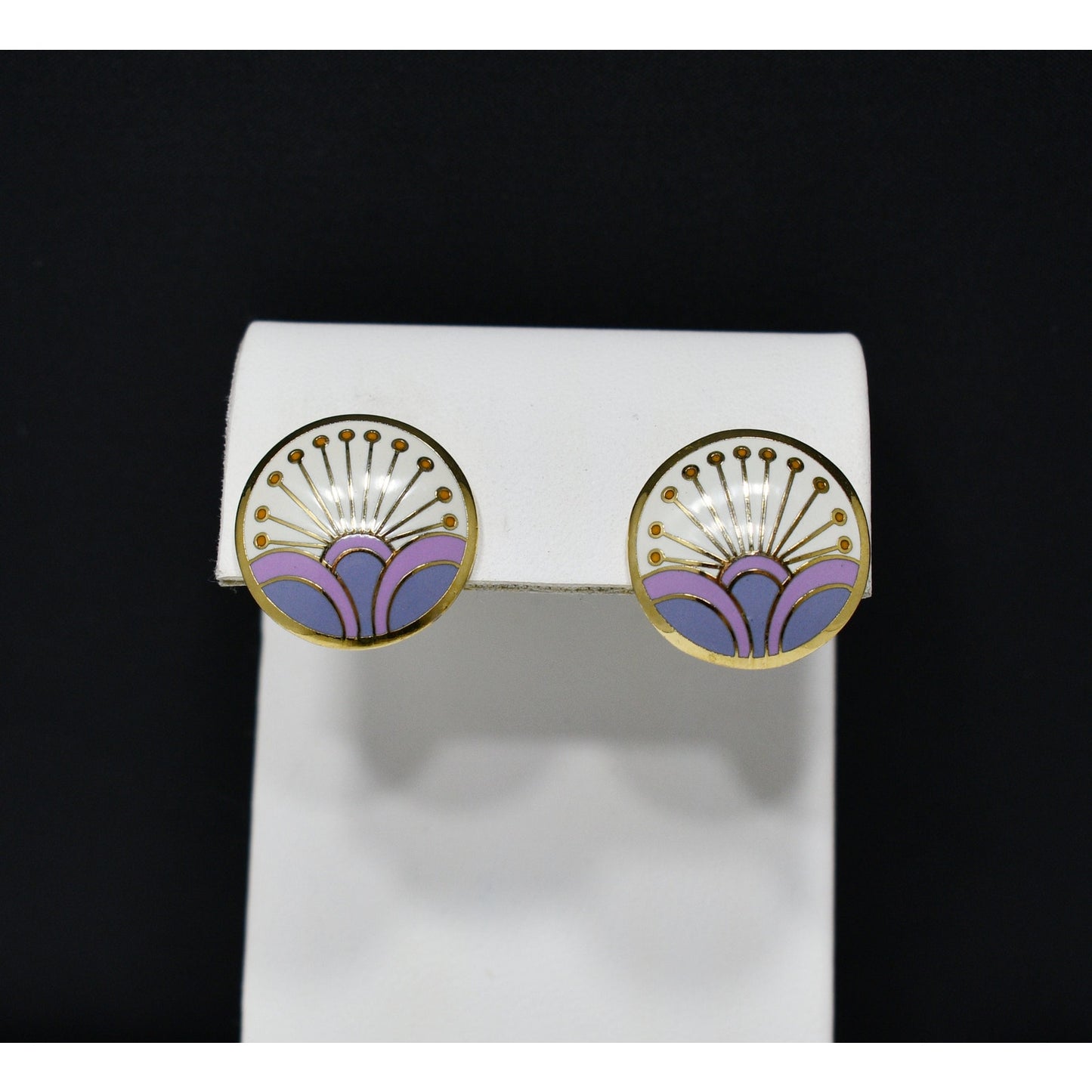 Laurel Burch "Kirin" Cloisonne Earrings, Gold Plated, 1980s Vintage Jewelry