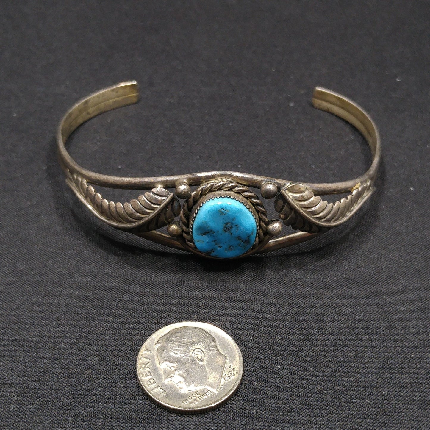 Navajo S. Dickens Cuff Bracelet, Sterling Silver Gemstone, Vintage Jewelry