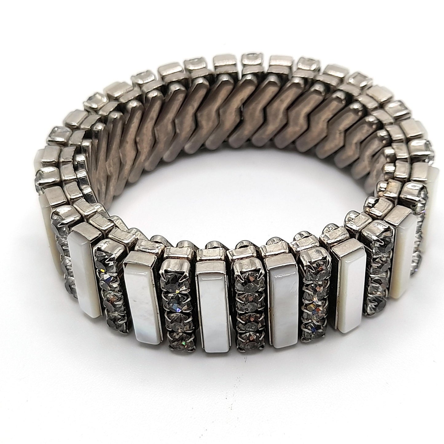 Vintage Mother of Pearl Expansion Bracelet, Rare Design, 1950s