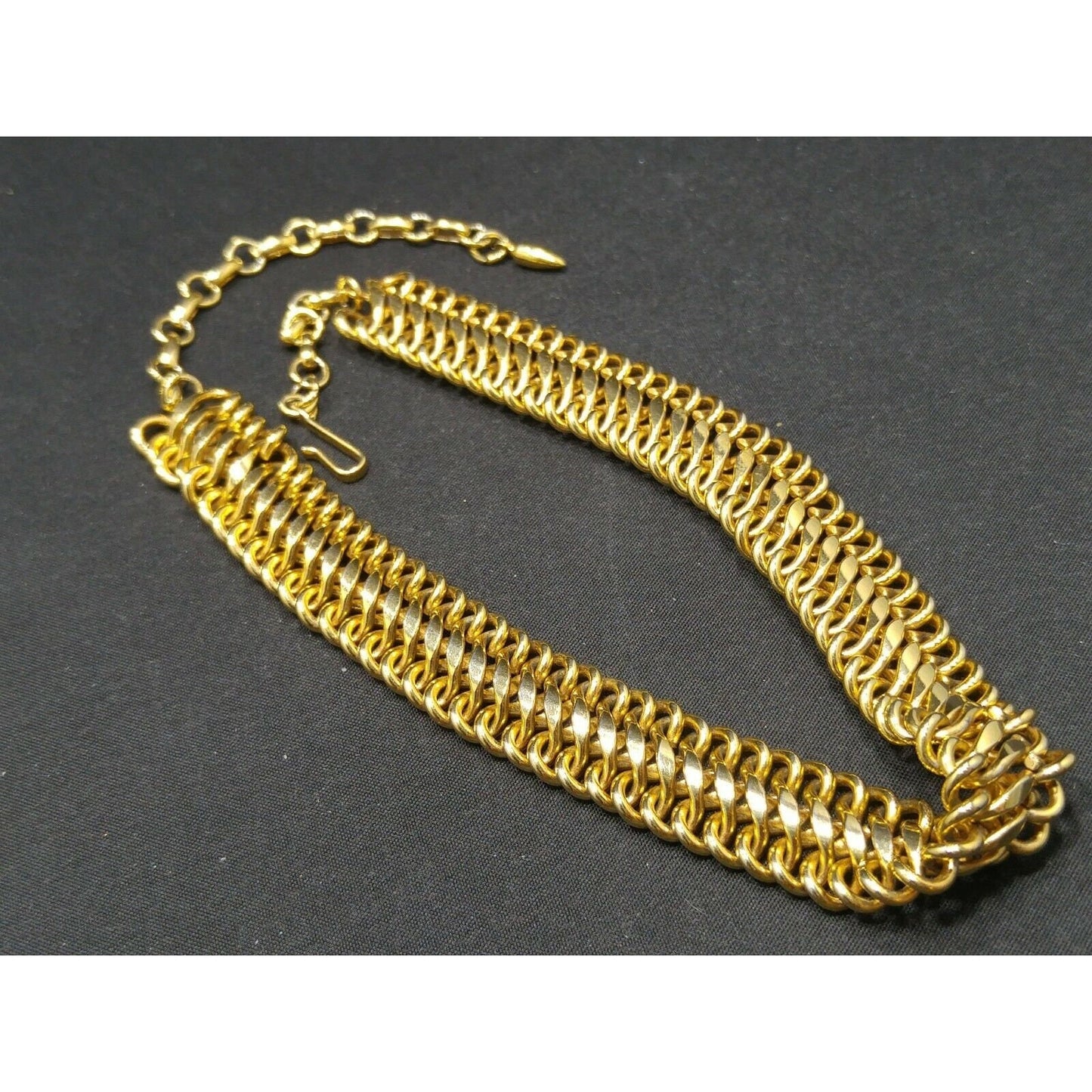 Vendome Interlocking Chain Choker Necklace, Gold Plated, 15 Inches, 1950s Vintage Jewelry