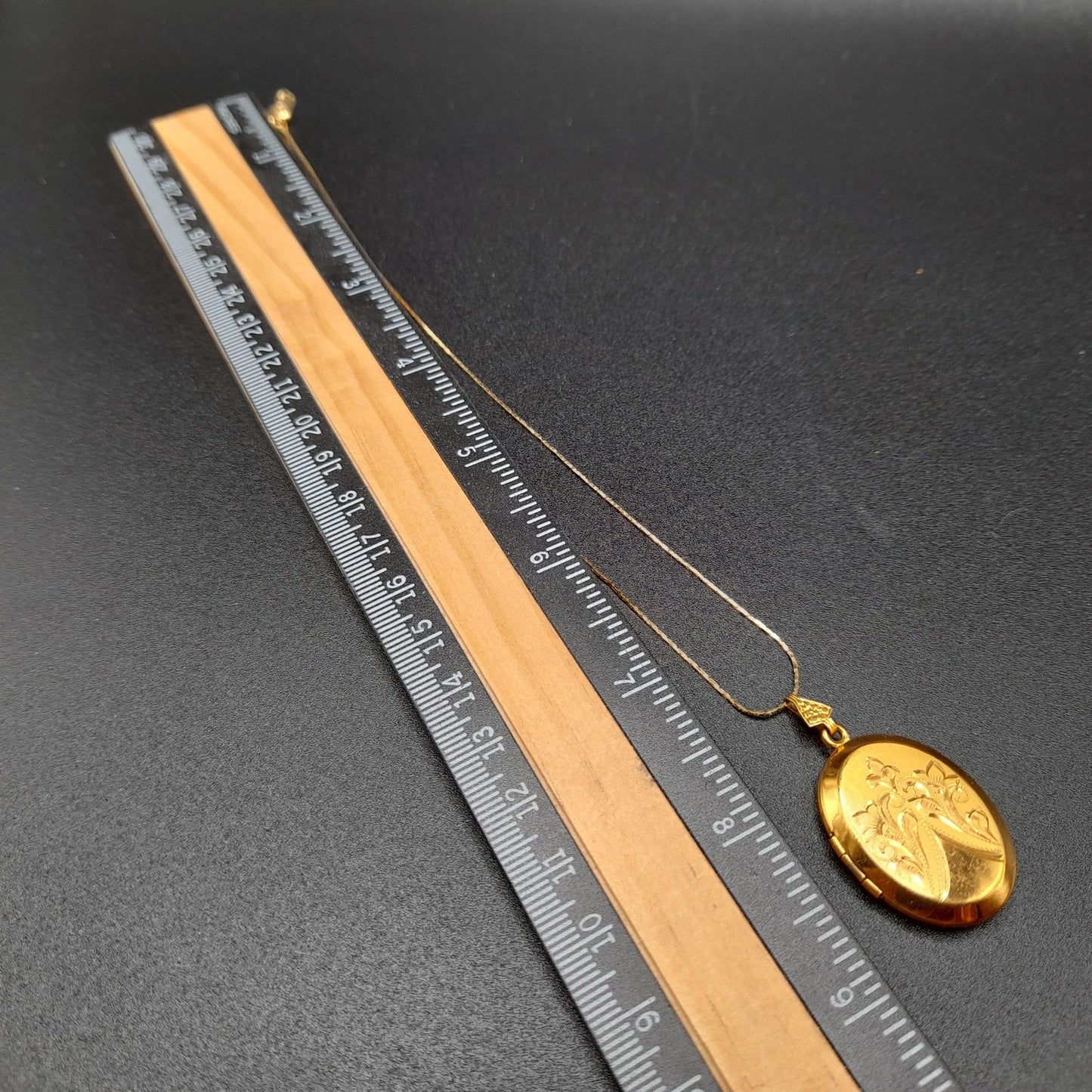 Liberty Gold Filled Locket, Crown Trifari Gold Plated Chain, 1950s Vintage Jewelry