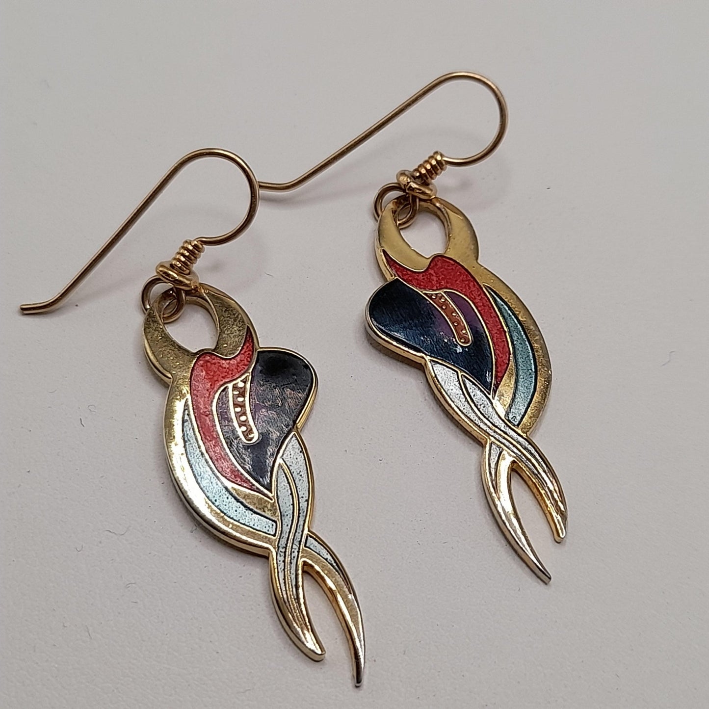 Vintage Laurel Burch "Everlasting Lily" Earrings, Gold Plated