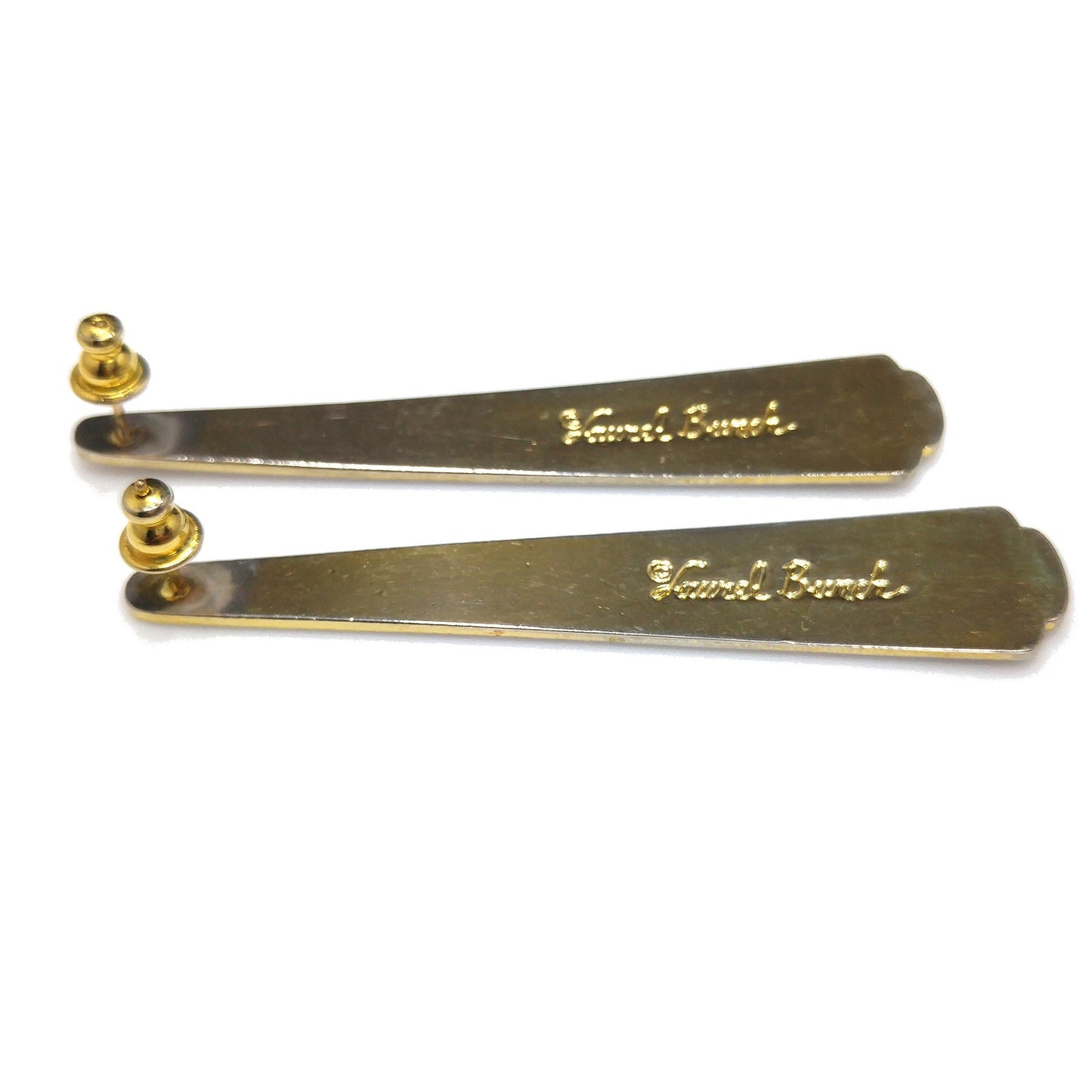 Vintage Laurel Burch Long Post Earrings, Gold Plated, Red Enamel
