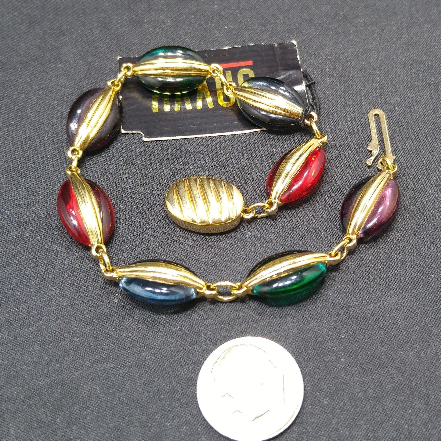 Swarovski Bracelet Multicolored Crystals, Gold Plated, Swan Logo