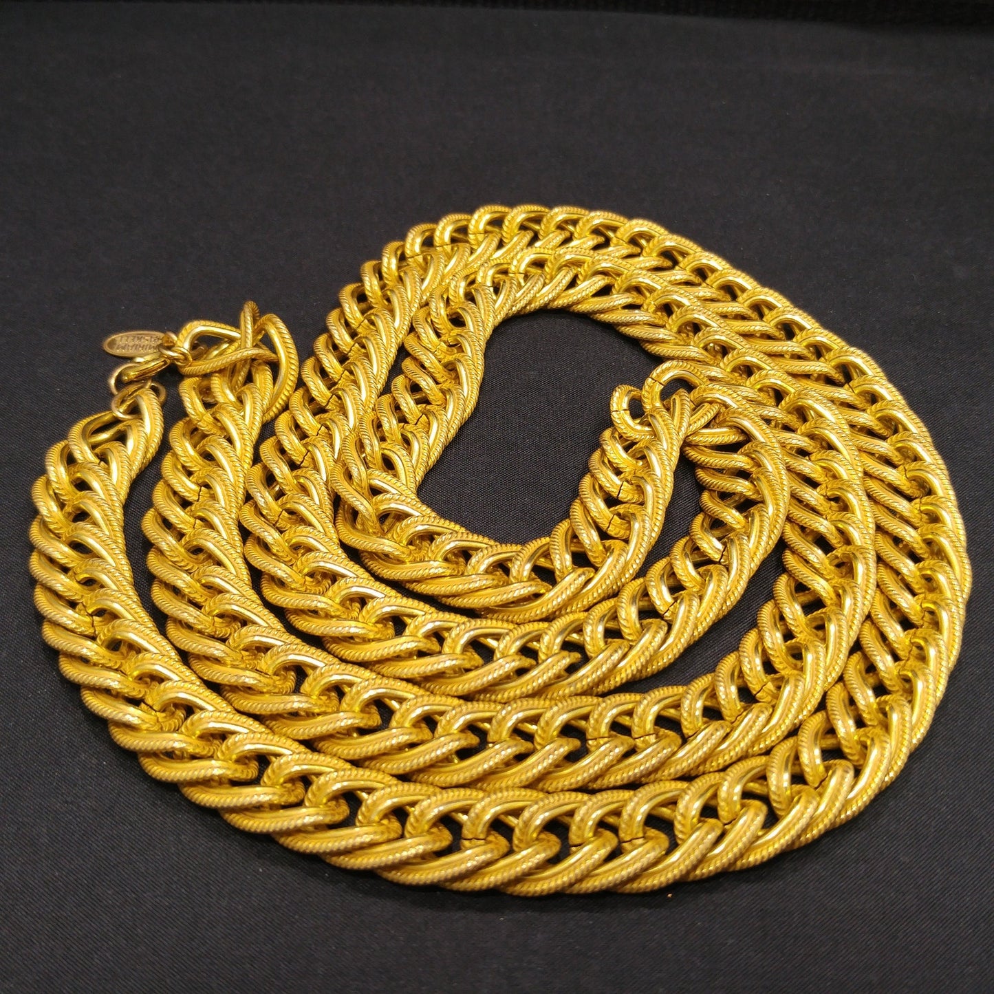 Miriam Haskell Gold Plated Chain Necklace, Large Links, 57 Inches, 1950s Vintage Jewelry