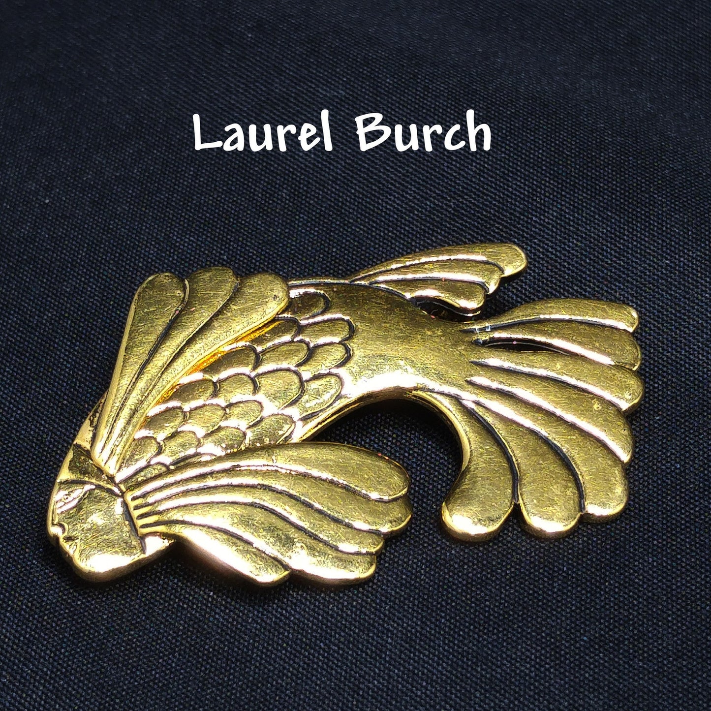 Laurel Burch Fish With Human Face Brooch, Gold Plated, 1980s Vintage Jewelry