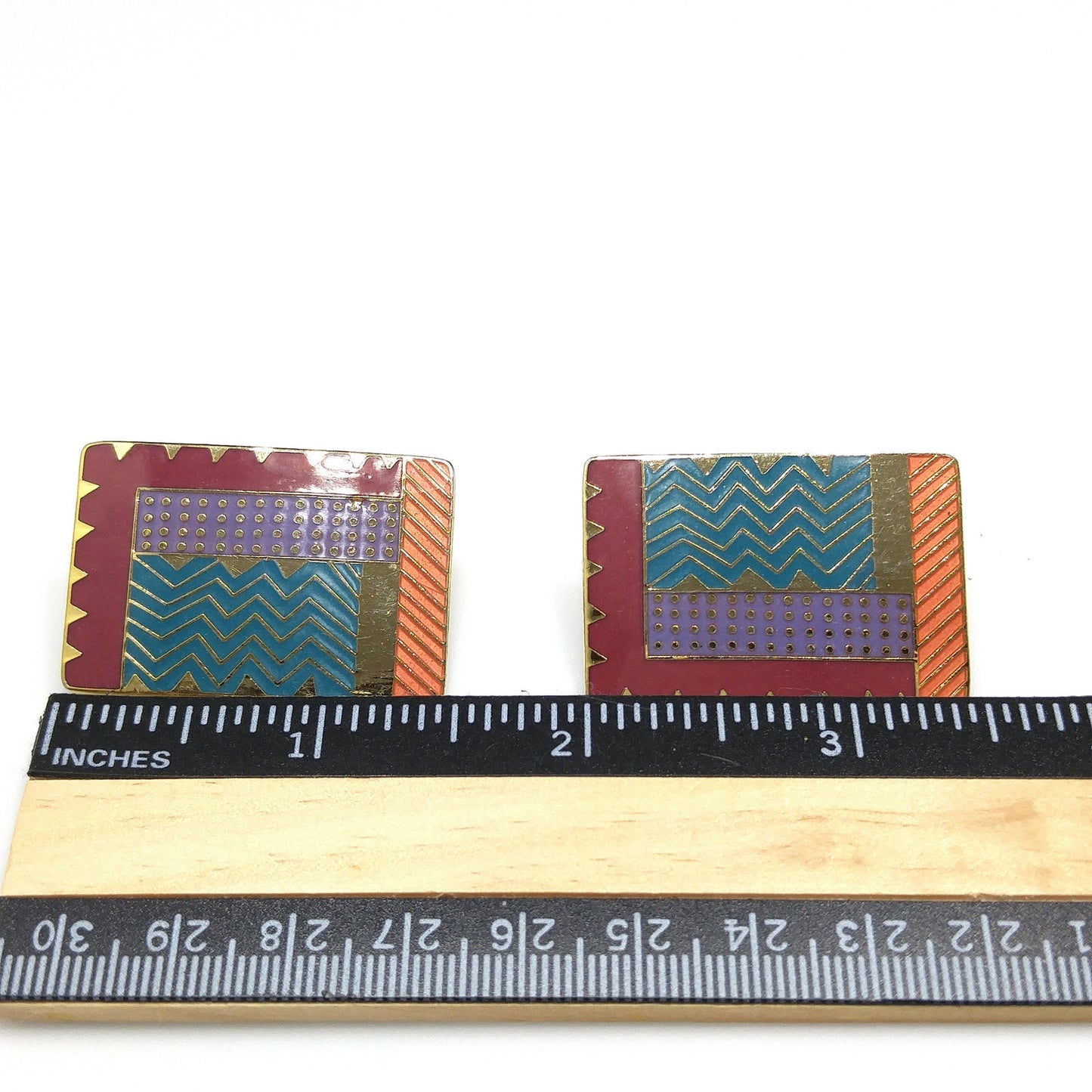 Vintage Laurel Burch "Lindsay" Clip Earrings, Large Geometric