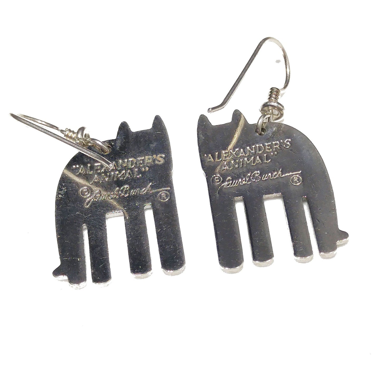 Laurel Burch "Alexander's Animal" Cat Earrings, Gold Plated, 1980s Vintage