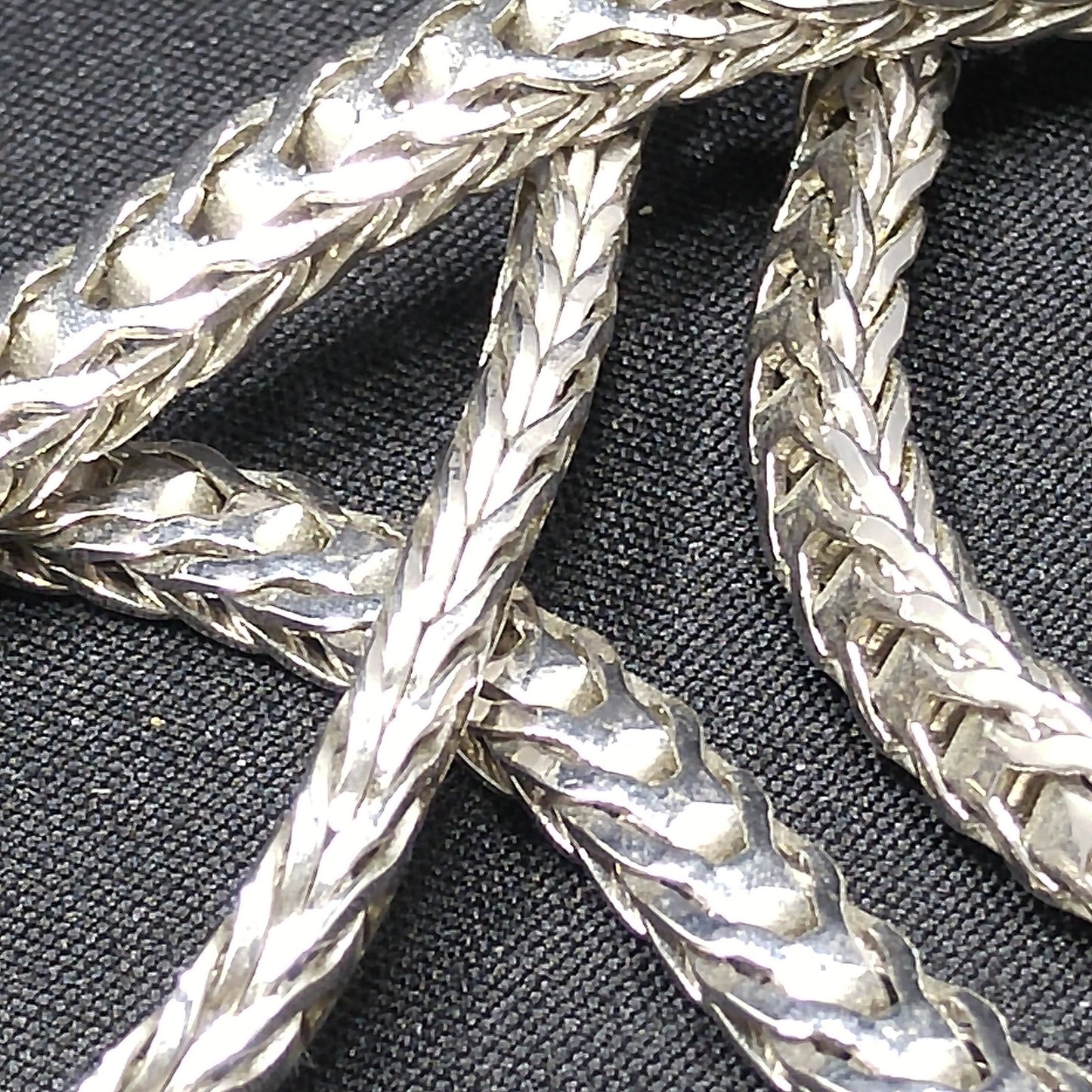 Monet Wheat Chain Necklace, Rhodium Plated, 24 Inches, 1980s Vintage Jewelry