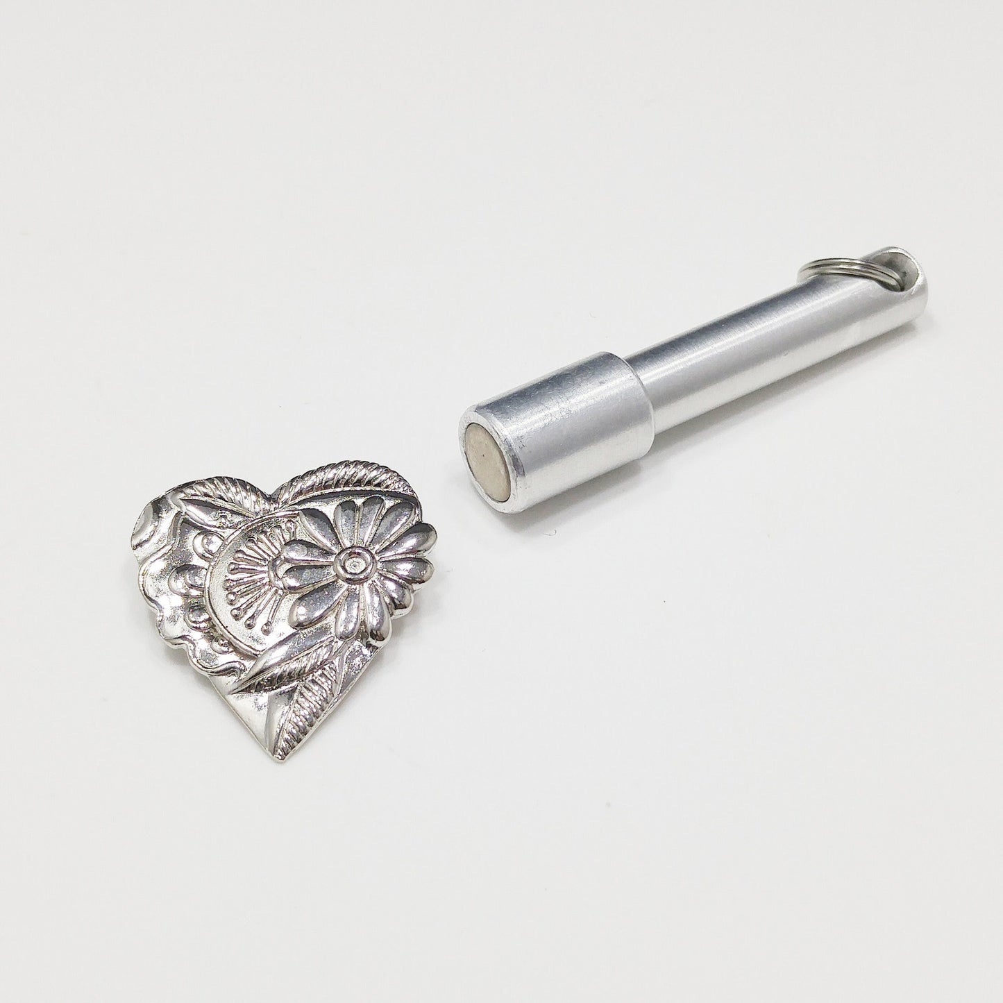 Vintage Laurel Burch 1993 Floral Heart Brooch, Silver Tone