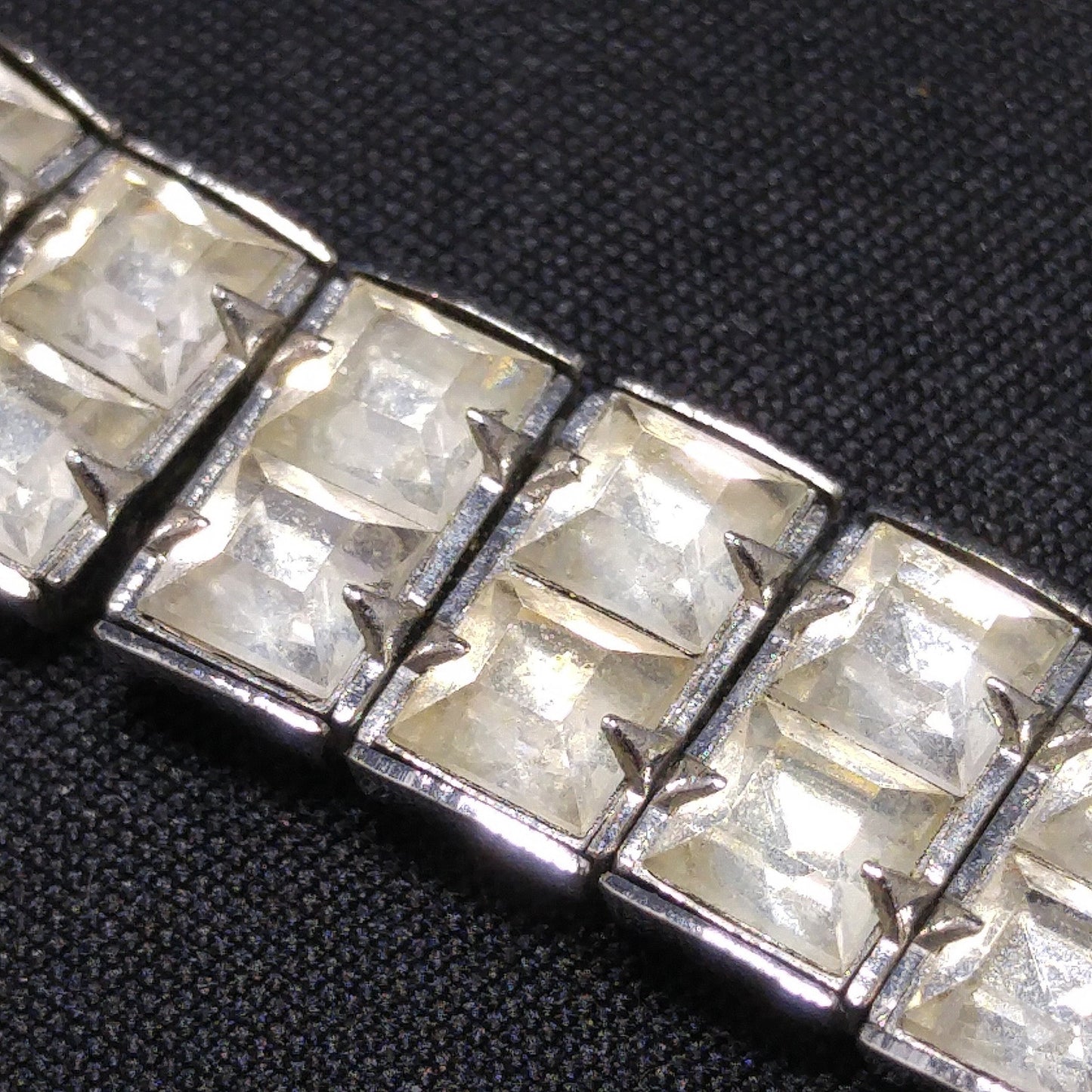 Art Deco Clear Rhinestone Choker Necklace Bracelet Set, Wedding Bridal, 1950s Vintage Jewelry