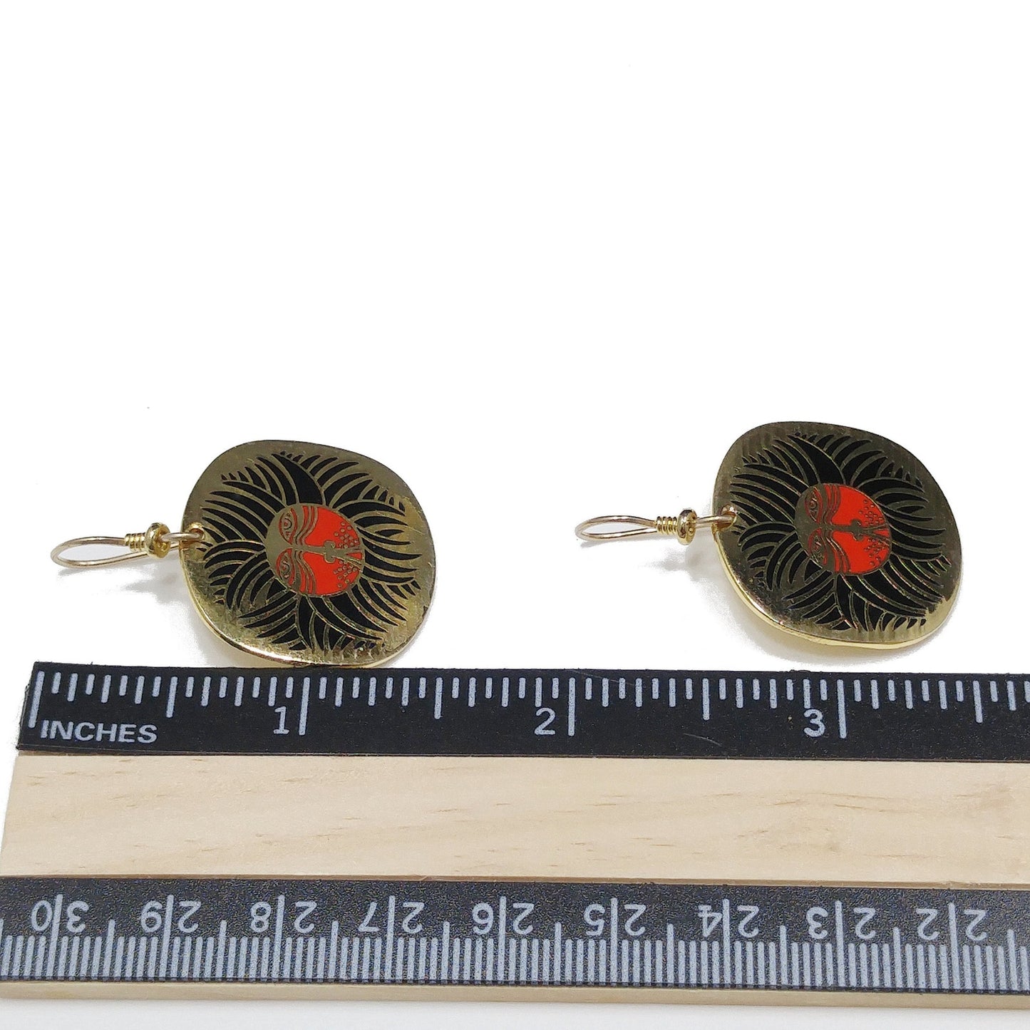 Vintage Laurel Burch "Eskimo Lion" Drop Earrings, Gold Plated