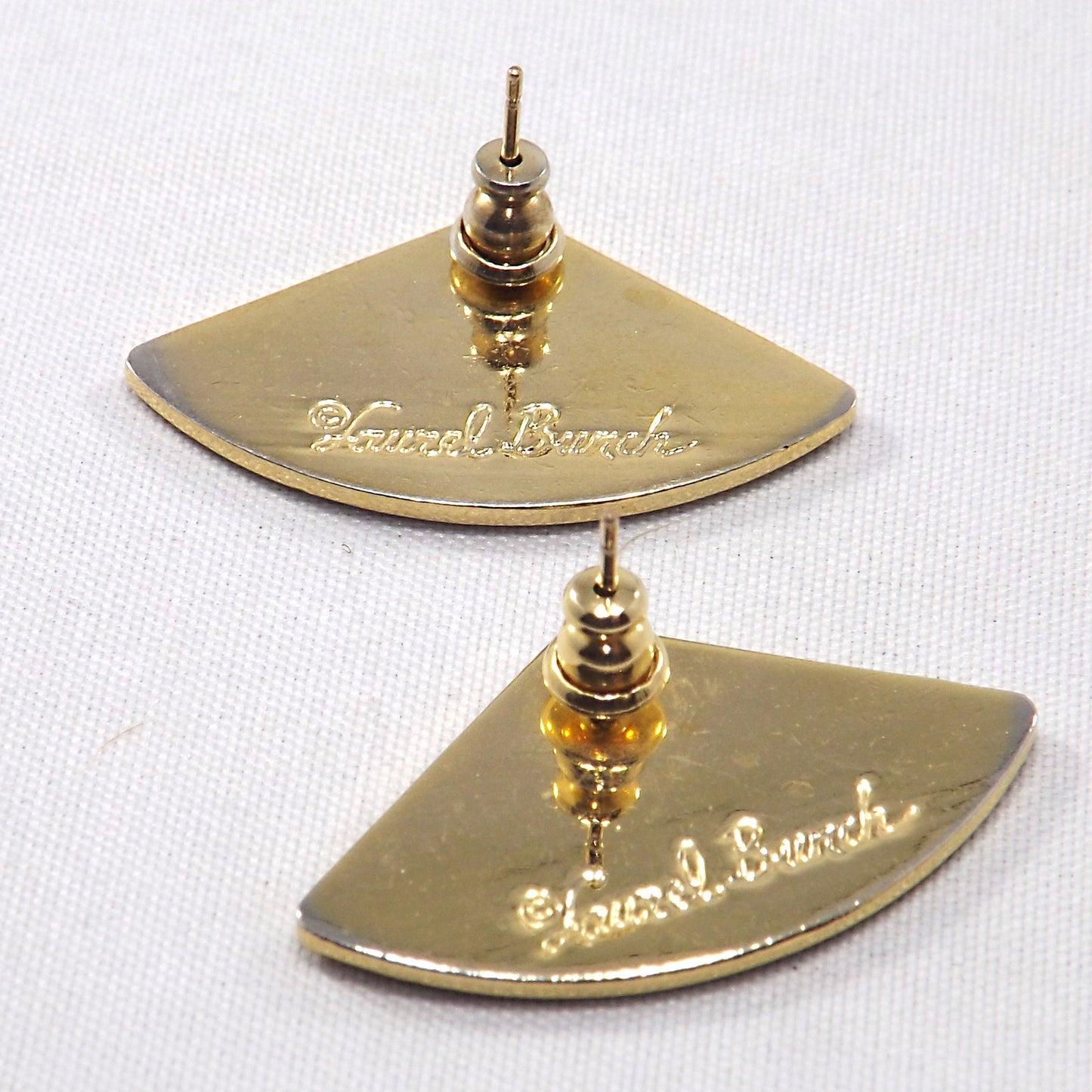 Vintage Laurel Burch Pink Flower Post Earrings, Pink & Gold Sunflowers