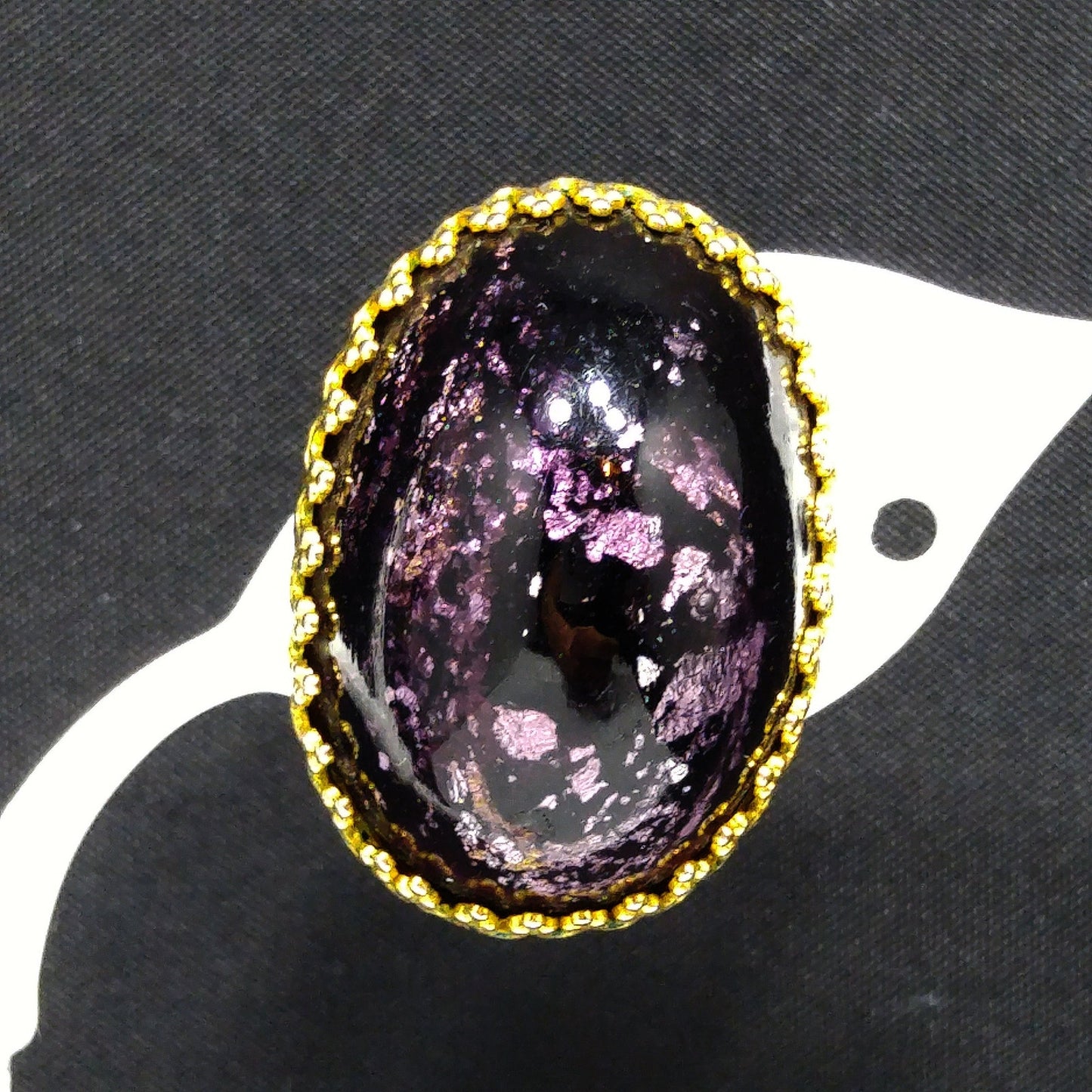 Vintage Carnegie Purple Silver Foil Glass Clip Earrings, Domed Glass, 1950s