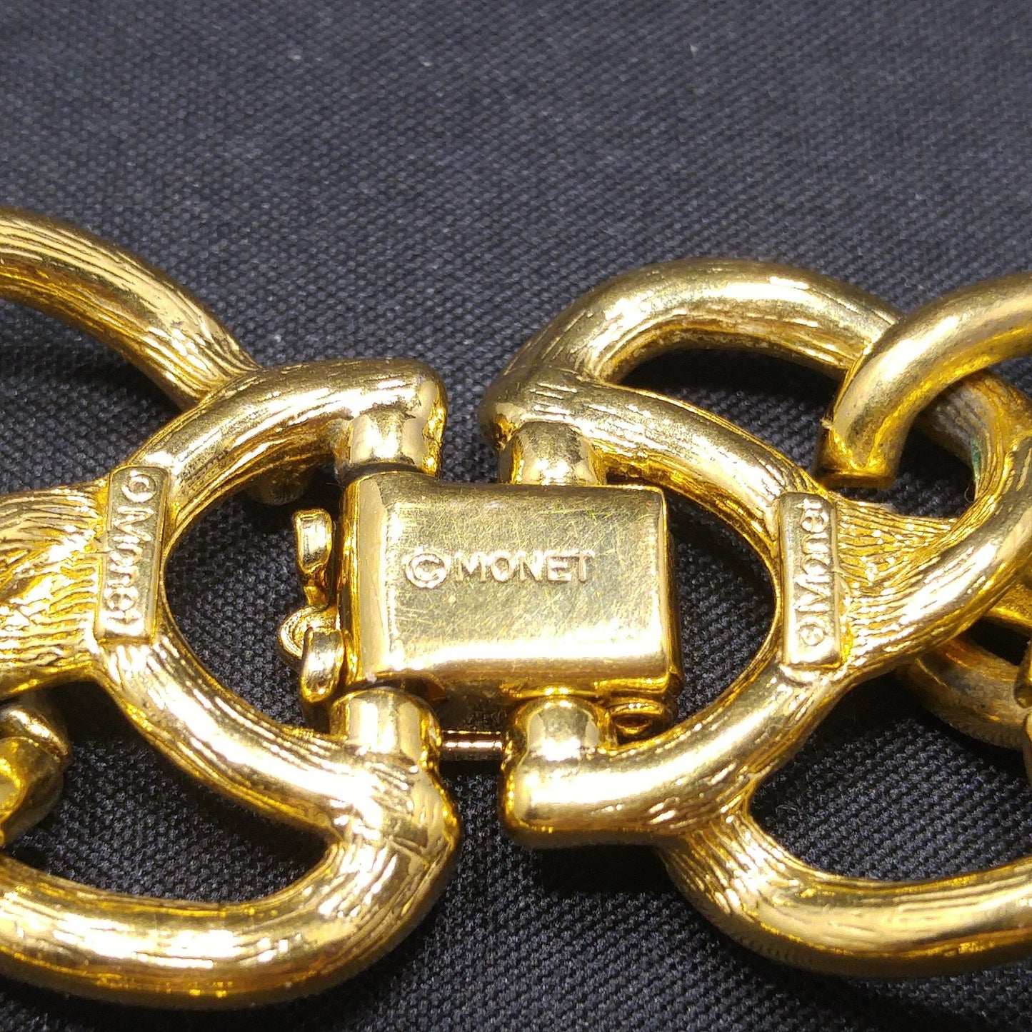 Vintage Monet Necklace, Faux Stone Lucite Pendant, 22K Gold Plated, 18" Length, 1980s Vintage Jewelry