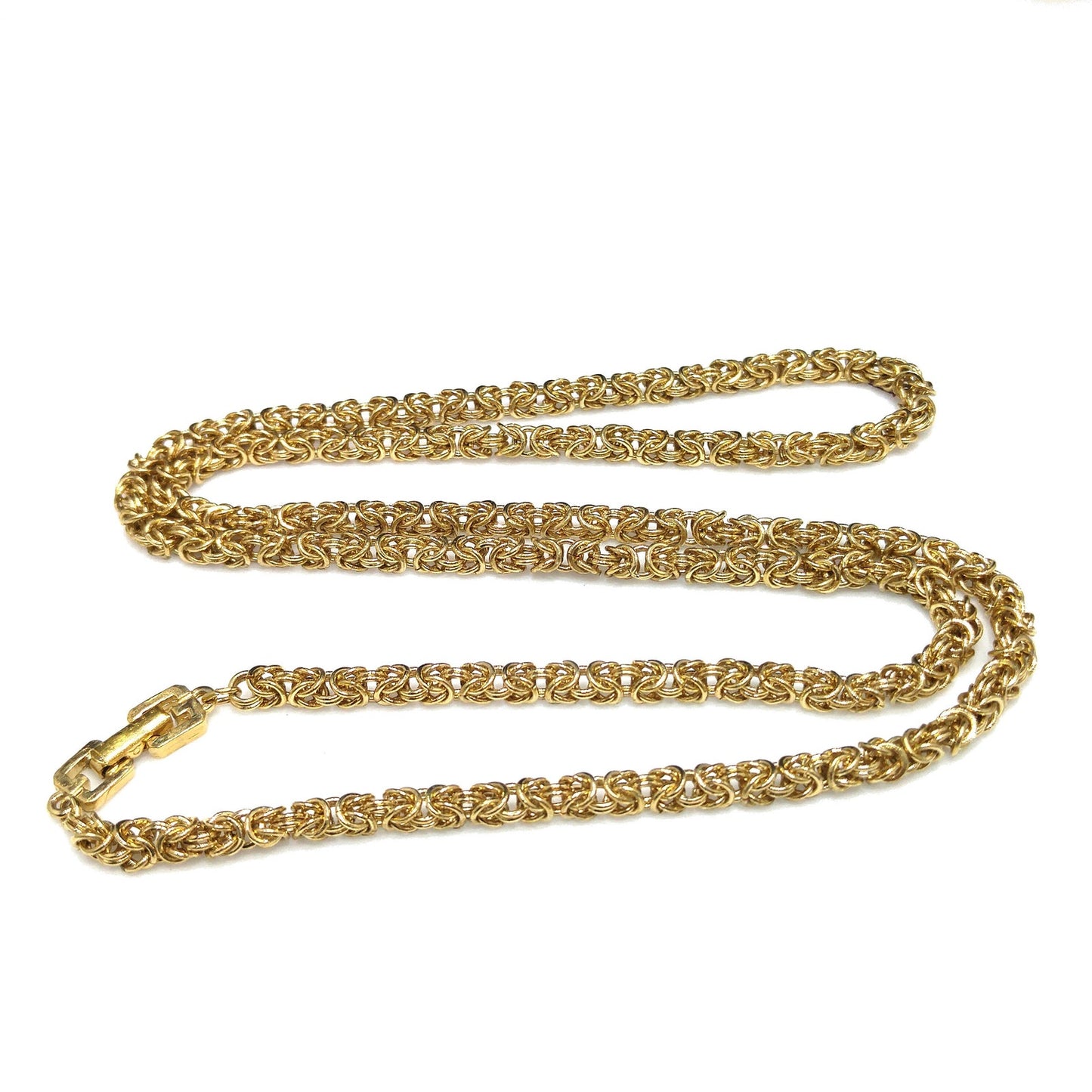 Givenchy Chain Necklace, Fold Over Clasp, 30 Inches, 1980s Vintage Jewelry