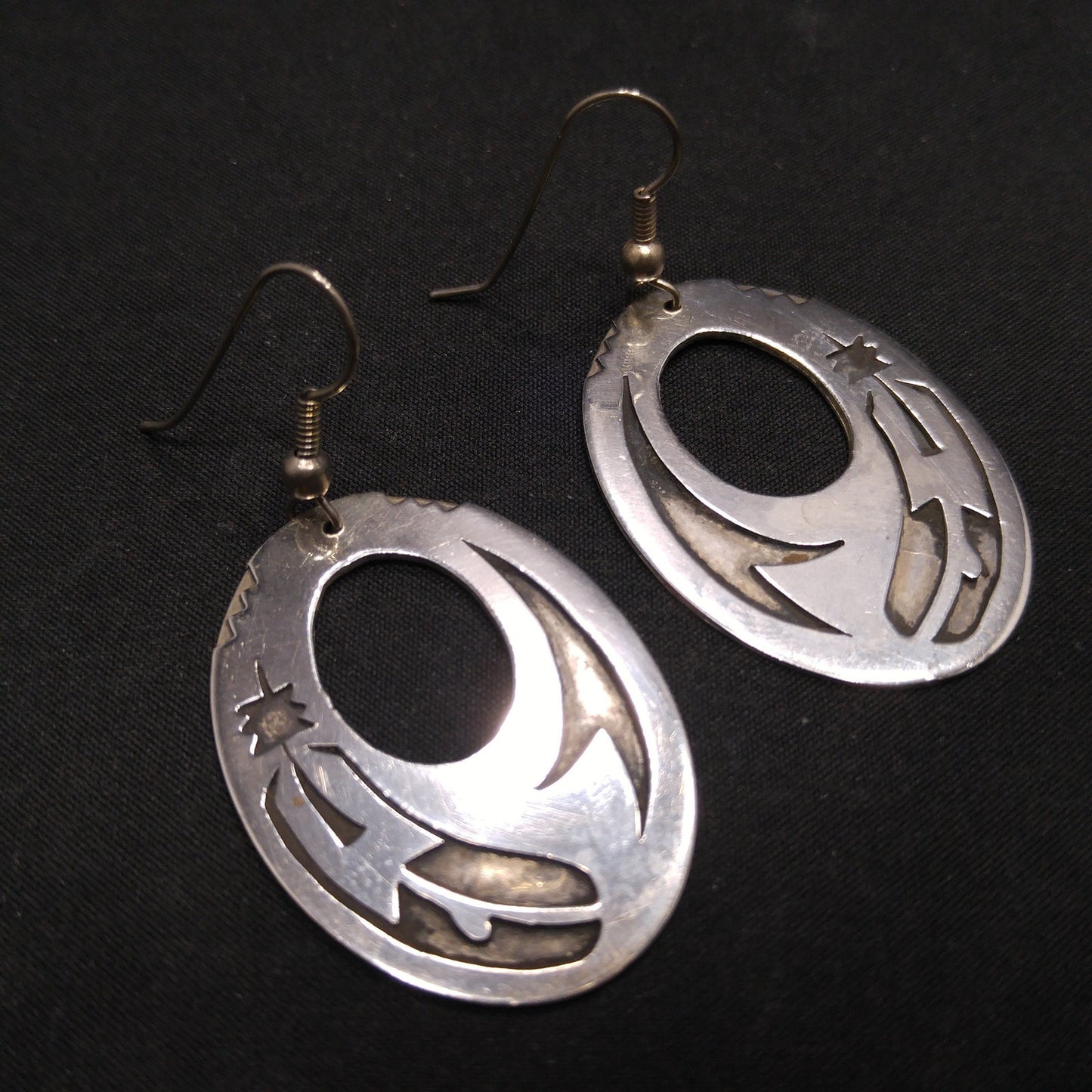 Silver Navajo Handmade Earrings, Unknown Mark, Vintage Jewelry