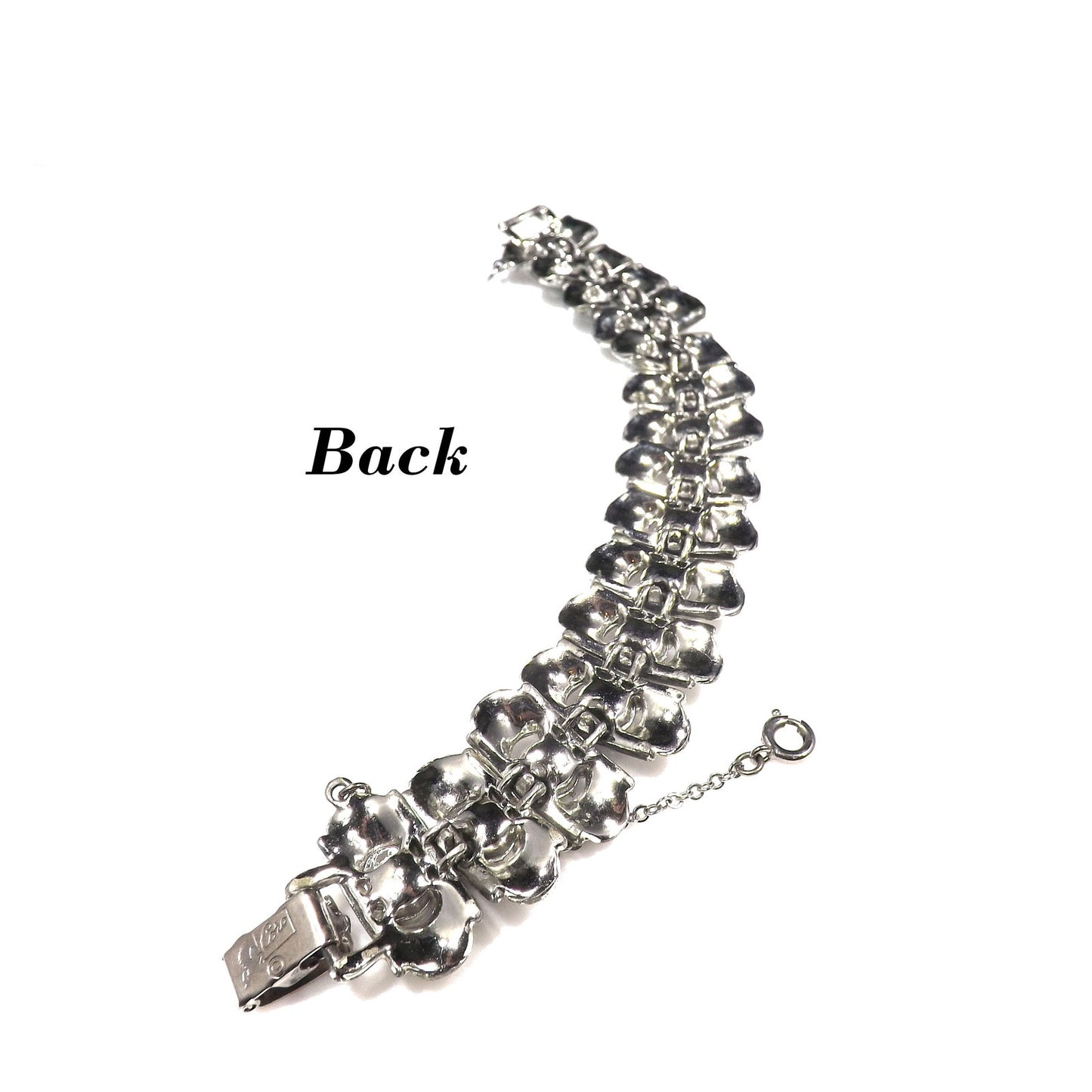 Coro Pegasus Red Aurora Borealis Rhinestone Bracelet, Rhodium Plated, 1950s Vintage Jewelry