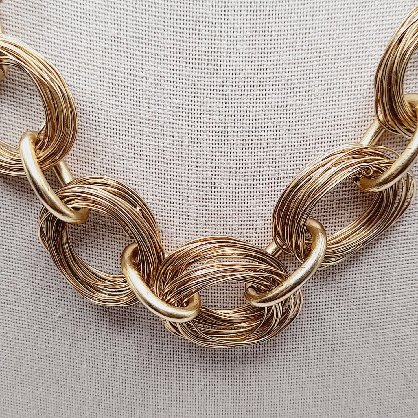 Vintage SIGRID OLSEN Wire Wrapped 19 Inch Wide Gold Tone Necklace