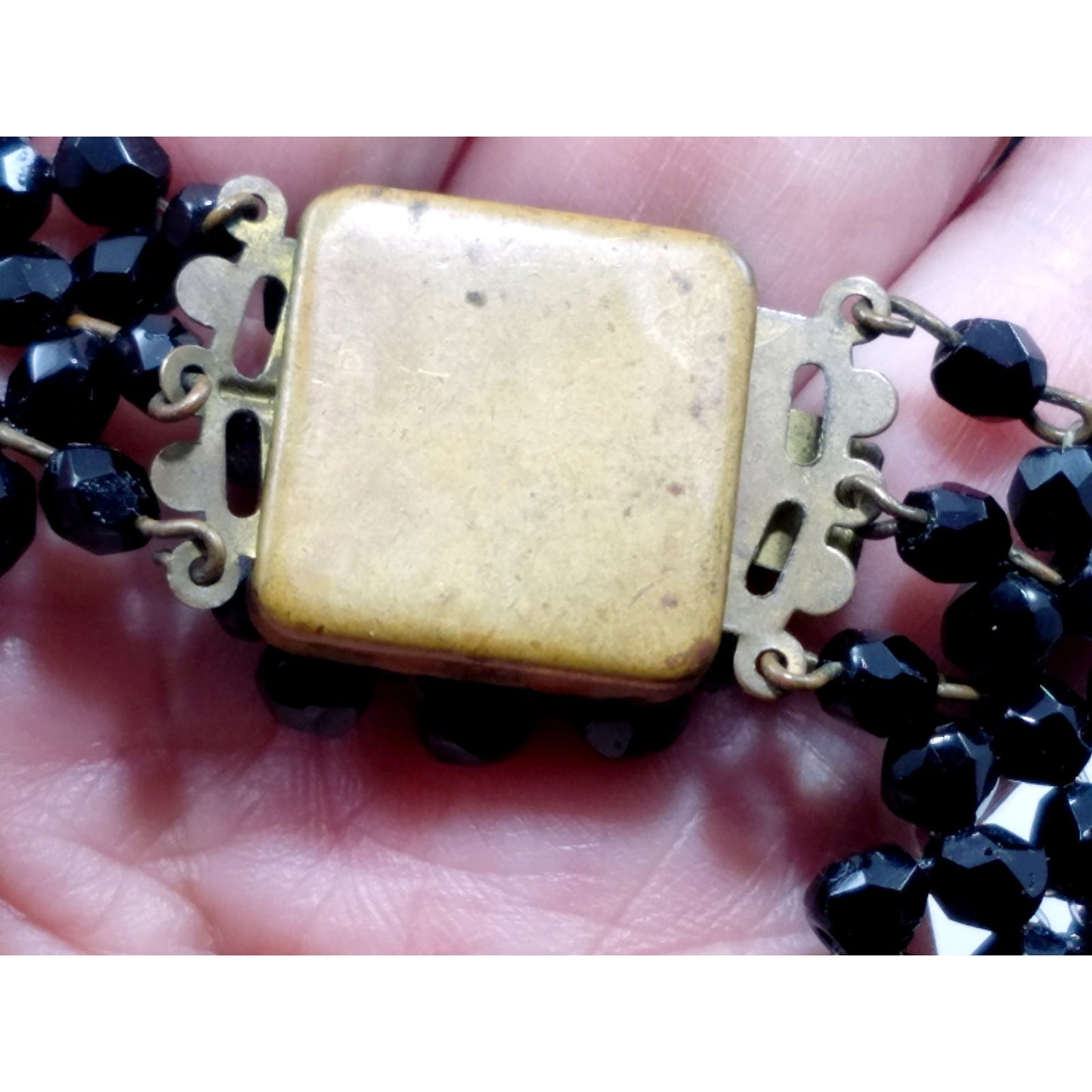 Vintage Victorian Black Crystal Beaded Collar, 1930s, 17 Inches