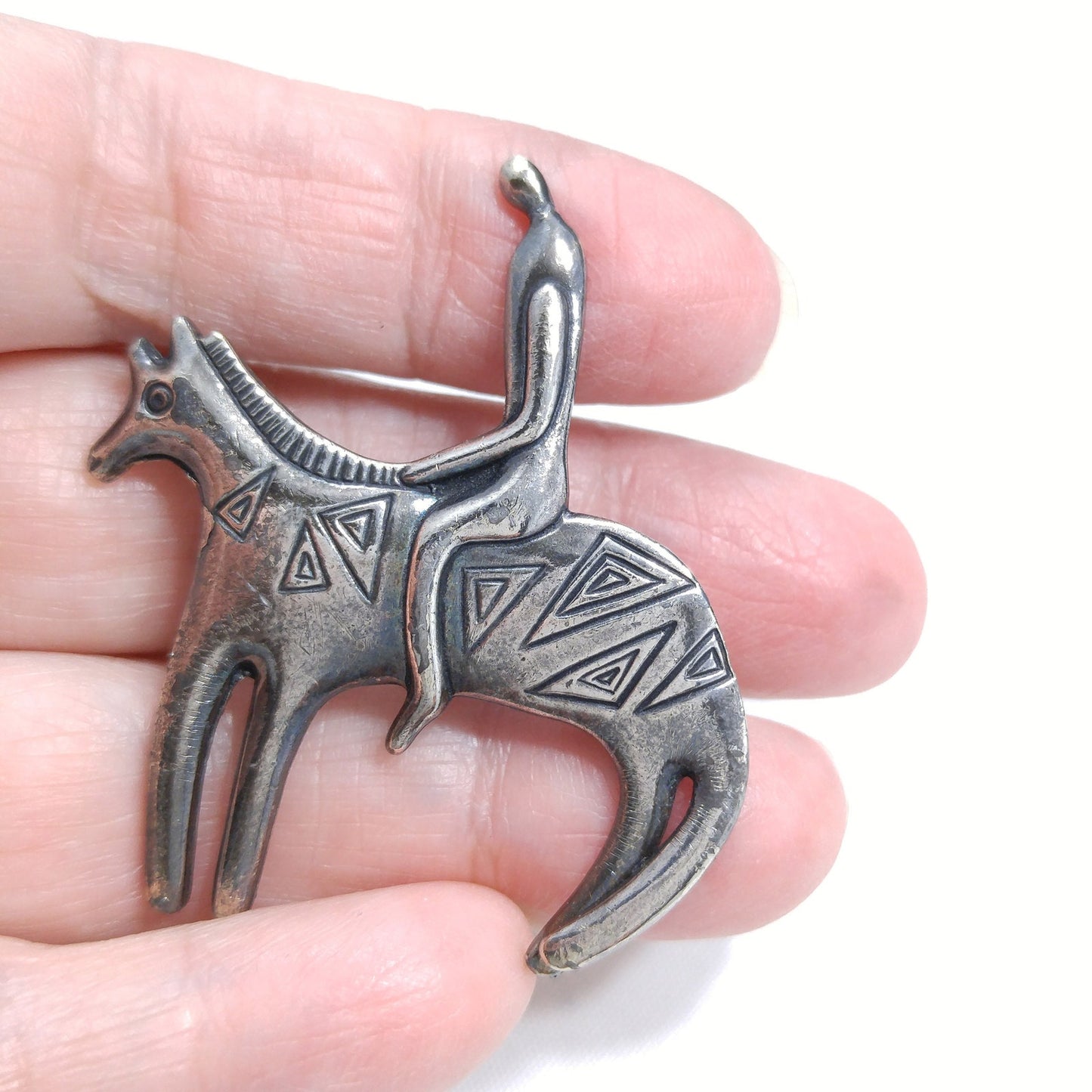 Laurel Burch Brooch, Horse with Man or Woman, 1980s Vintage Jewelry