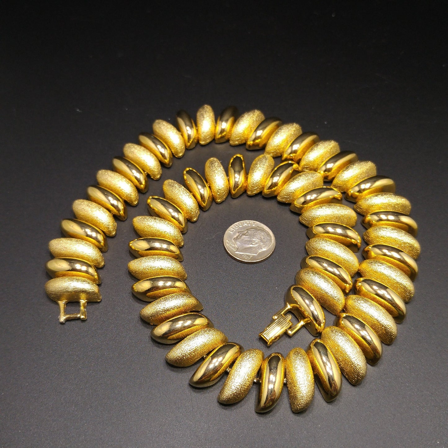 Vintage Smooth Textured Choker Necklace, Gold Plated, 1980s Vintage Jewelry