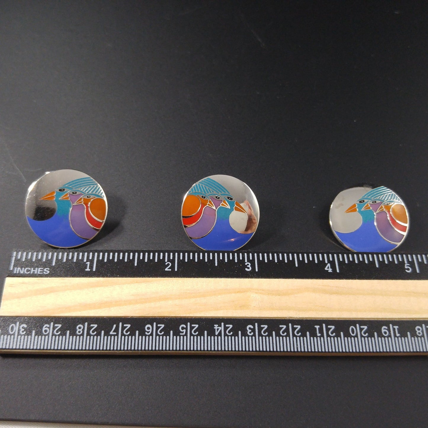 Laurel Burch "Celestial Birds" Earrings & Brooch, 1980s Vintage Jewelry