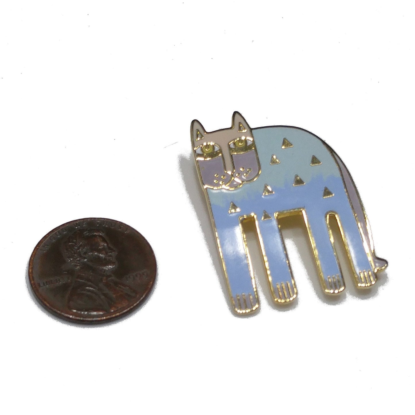 Laurel Burch "Alexander's Animal" Cat Brooch, Pastel Enamel, Gold Plated, 1980s Vintage Jewelry