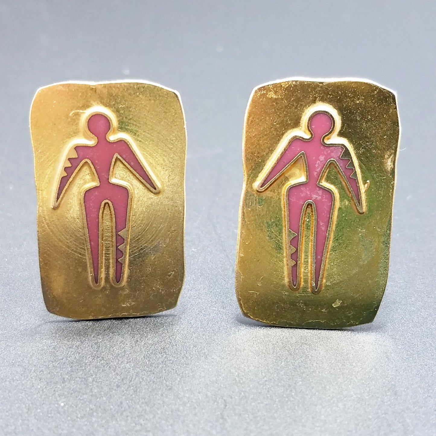 Vintage Laurel Burch "Old Soul" Clip Earrings, Gold Plated, 1980 Vintage Jewelry