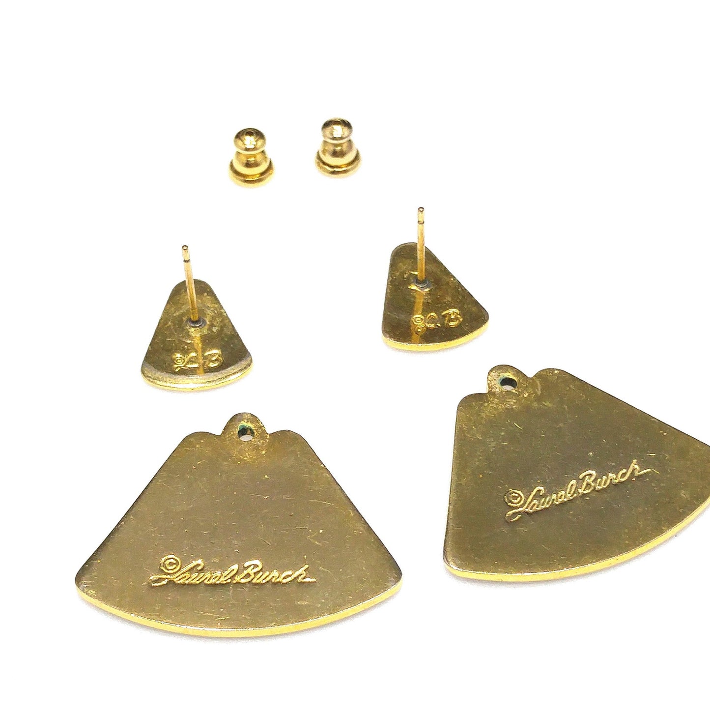 Laurel Burch Black Red 2 in 1 Earrings, Gold Plated, 1980s Vintage Jewelry