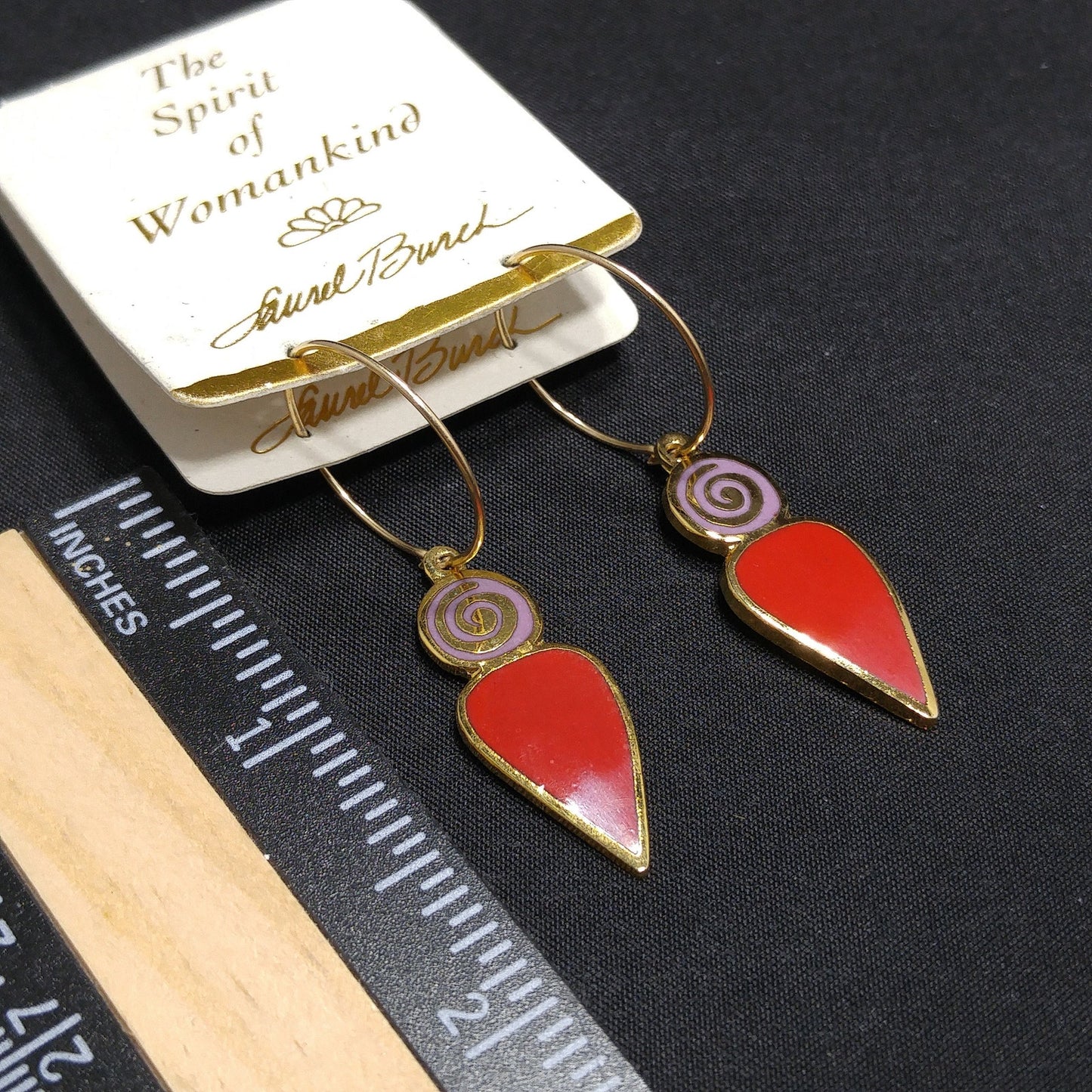 Laurel Burch "Femina" 1993 Earrings, Gold Over Sterling, 1990s Vintage Jewelry