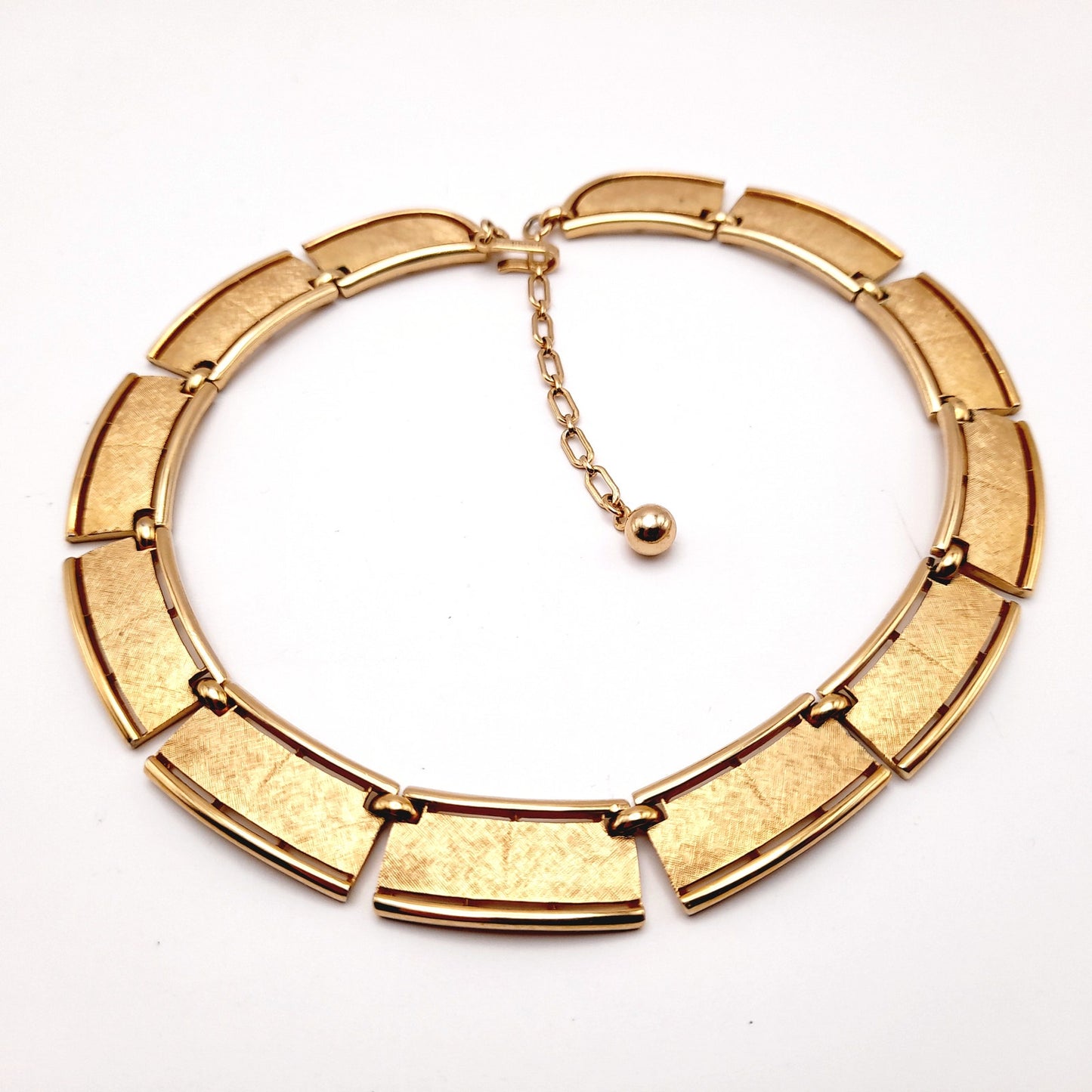 Vintage Trifari Satin Finish Gold Plated Choker Clip Earrings Set