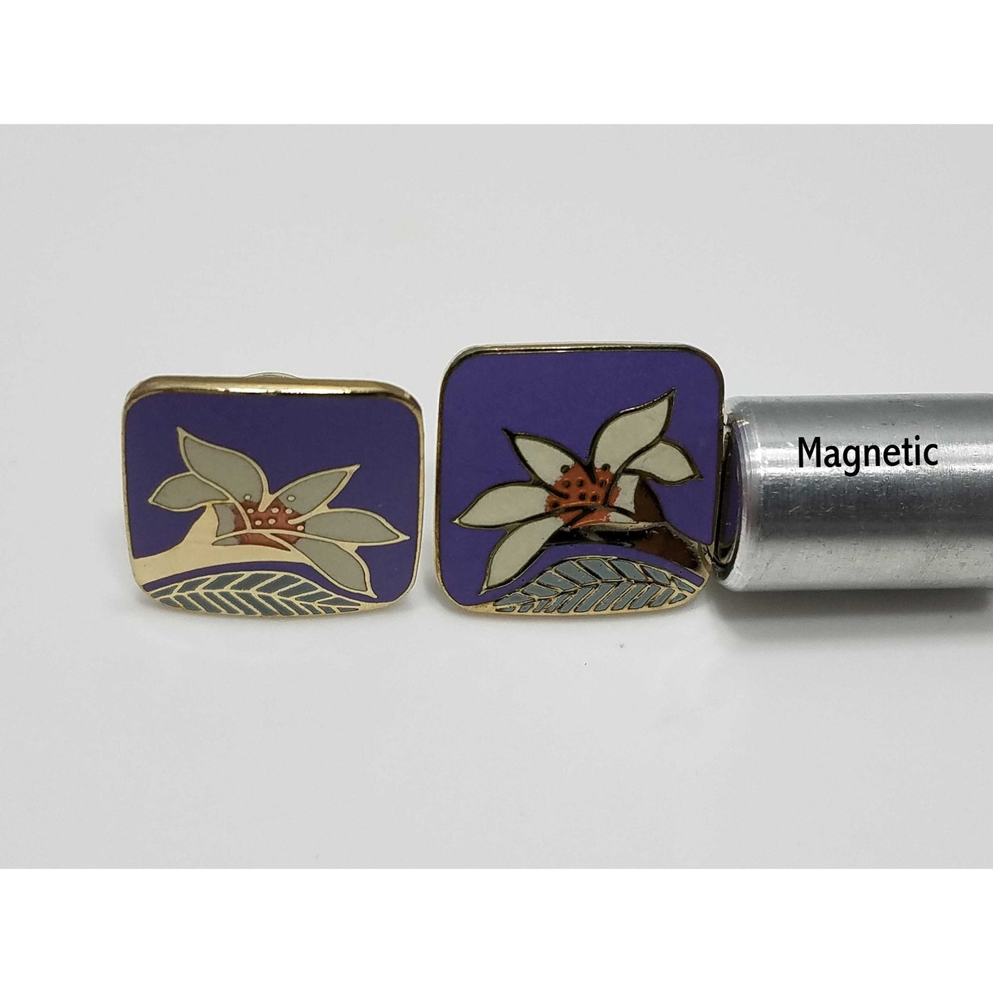 Laurel Burch "Wild Lily" Clip Earrings, Gold Plated, 1980s Vintage Earrings