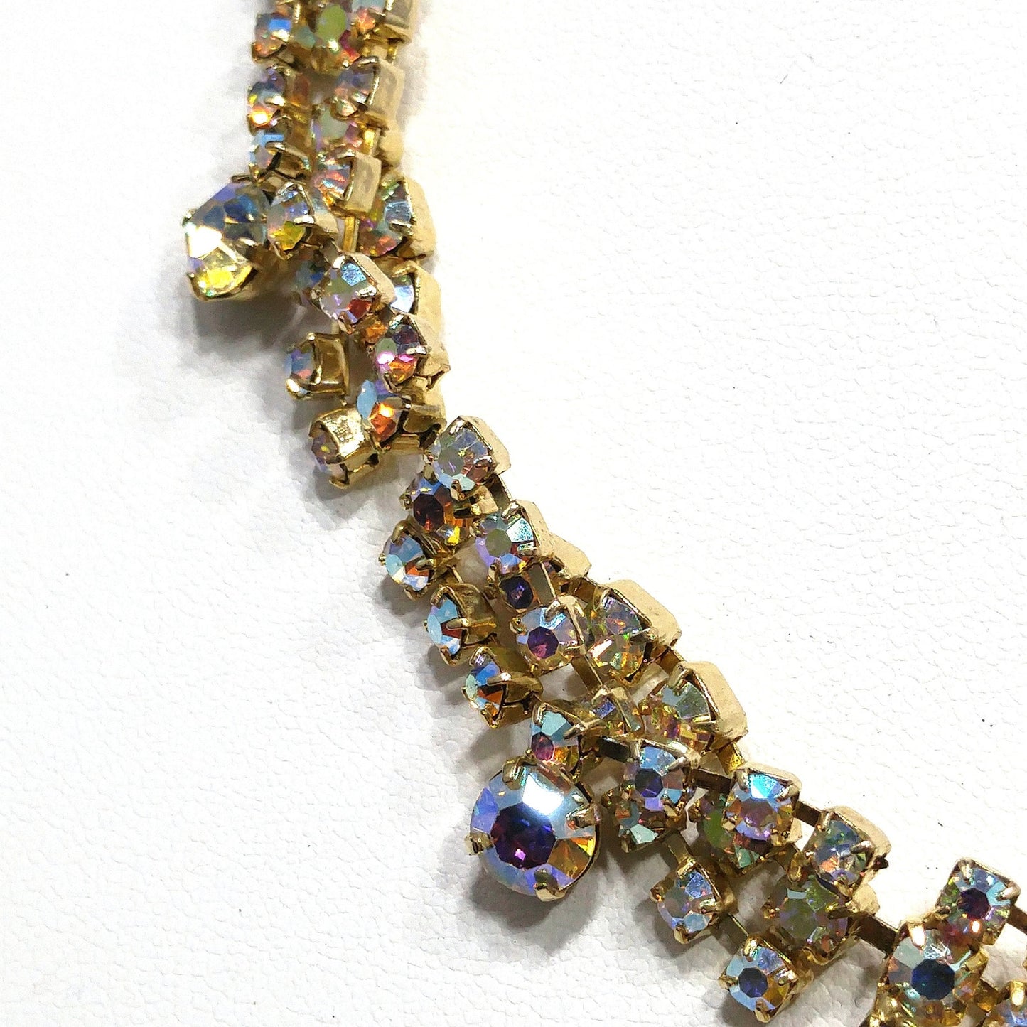 Aurora Borealis Rhinestone Choker Necklace, 1960s Vintage Jewelry